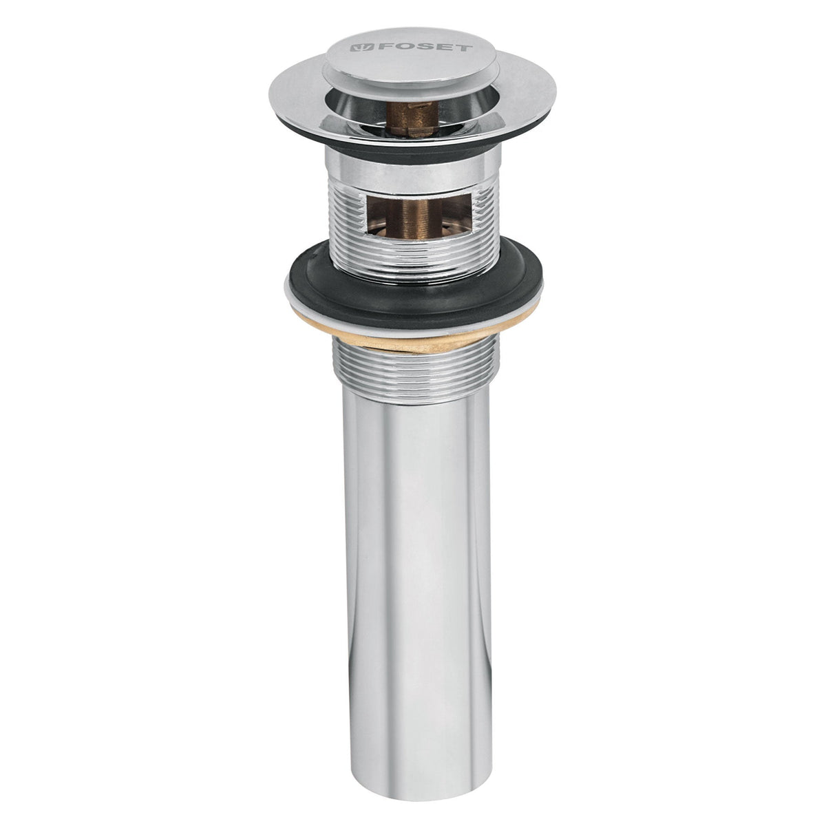 Contra p/lavabo con rebosadero, sistema push, cromo, 1-1/4"