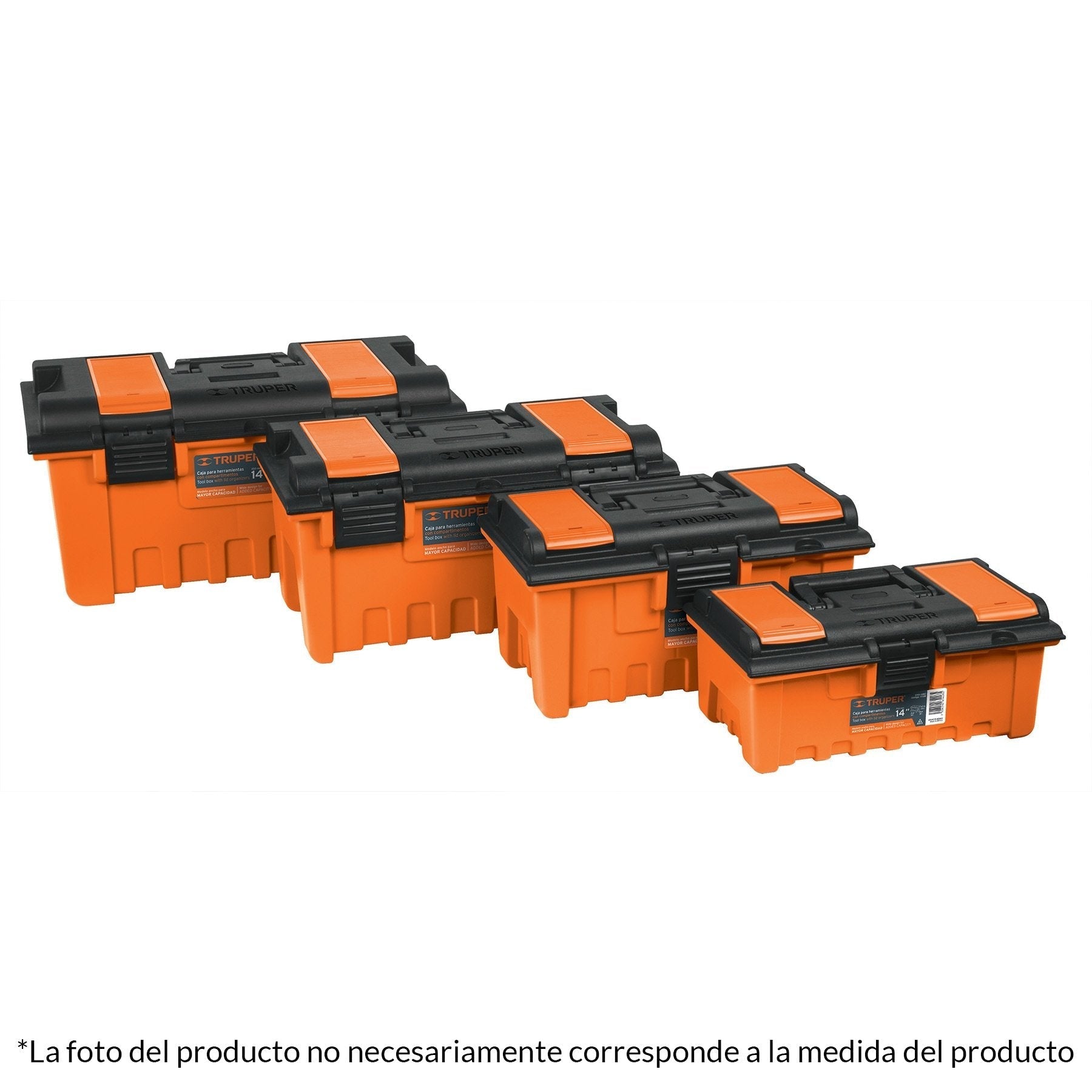 Caja plástica 19" con compartimentos, naranja