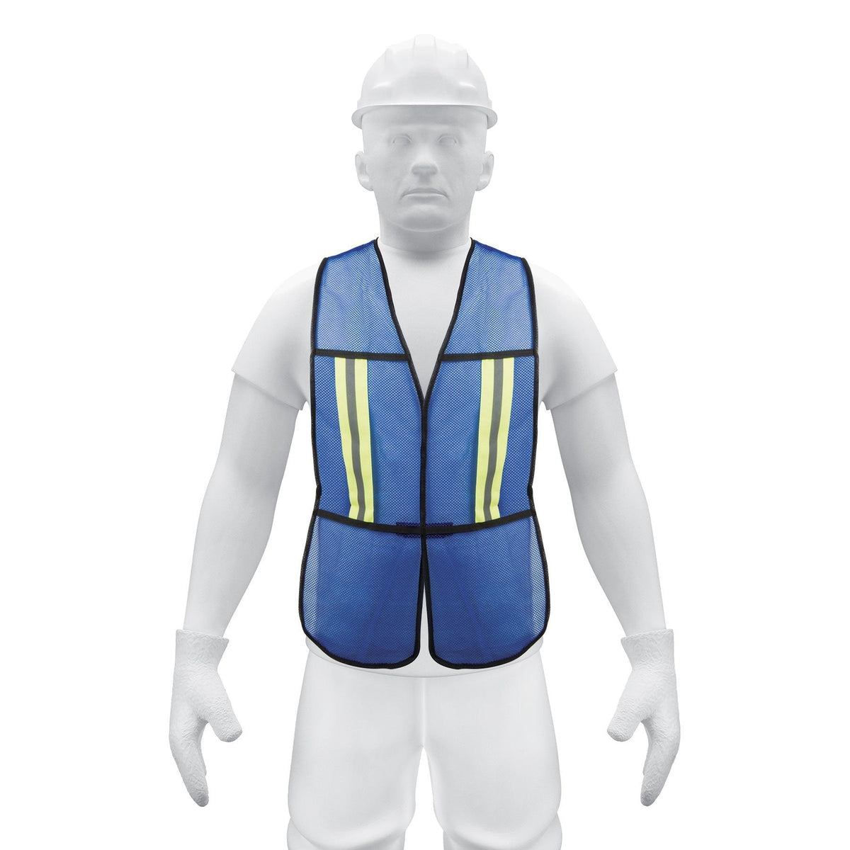 Chaleco de seguridad con cintas reflejantes, azul, Pretul