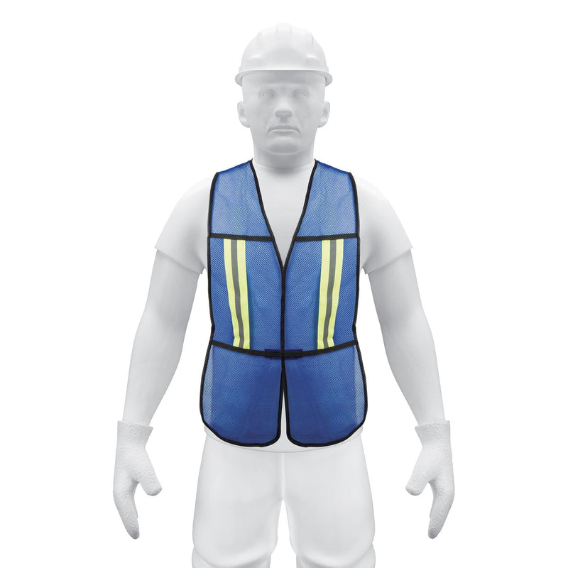 Chaleco de seguridad con cintas reflejantes, azul, Pretul