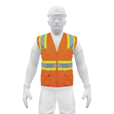 Chaleco de seguridad, maxima visibilidad, con bolsas,naranja