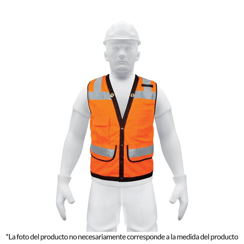 Chaleco de seguridad reforzado, con bolsas, naranja, grande