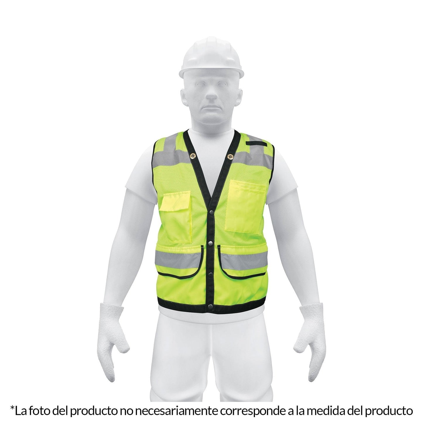 Chaleco de seguridad reforzado, con bolsas, verde, grande