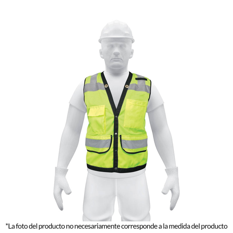 Chaleco seguridad reforzado, con bolsas, verde, extra grande