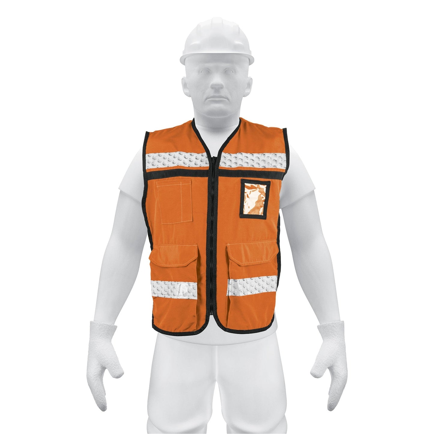 Chaleco brigadista con cintas reflejantes, color naranja