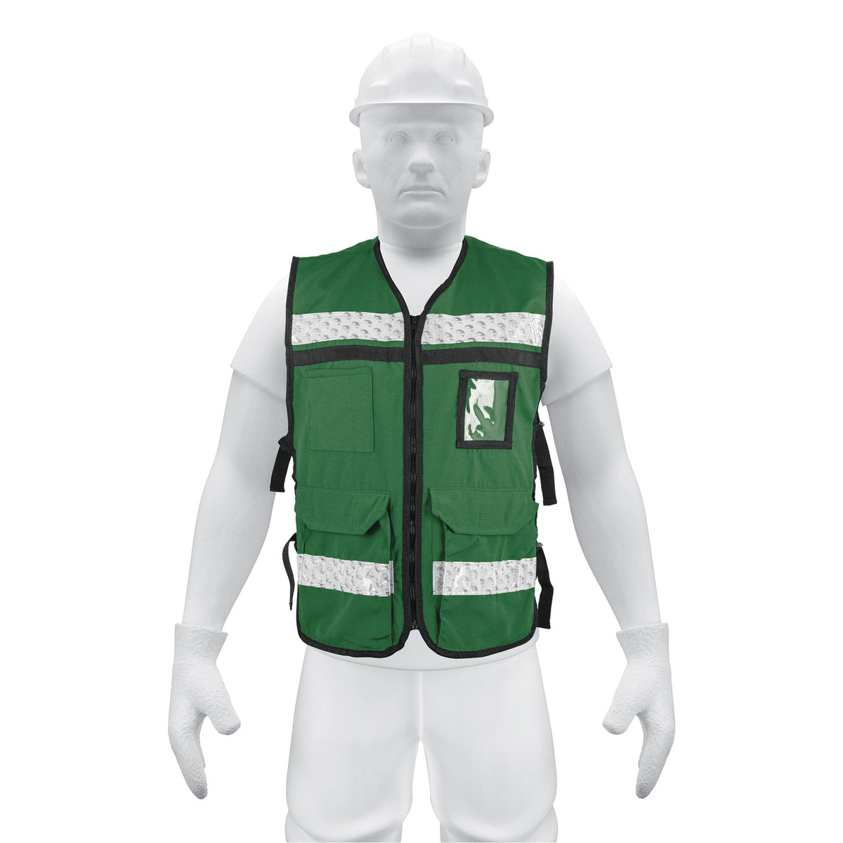 Chaleco brigadista con cintas reflejantes, color verde