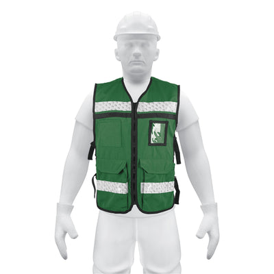 Chaleco brigadista con cintas reflejantes, color verde