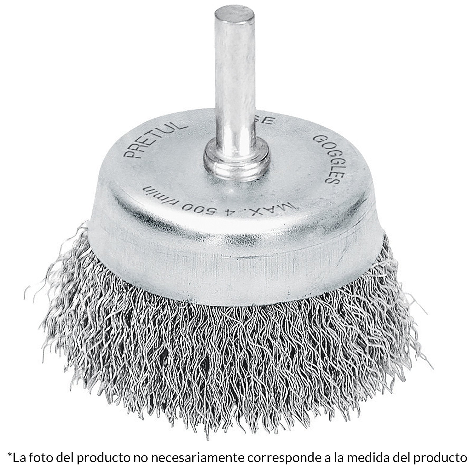 Carda de copa, alambre trenzado grueso, 2" p/taladro, Pretul