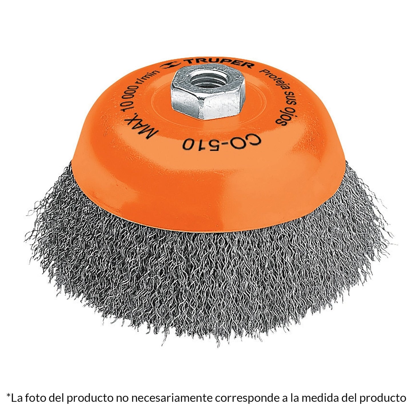 Carda de copa, alambre ondulado, 4",milimétrica para esmeril