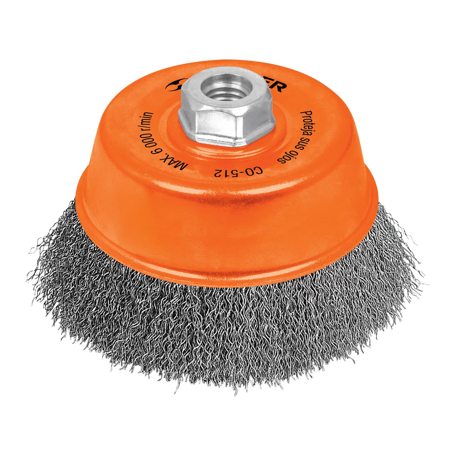 Carda de copa, alambre ondulado, 4" para esmeril