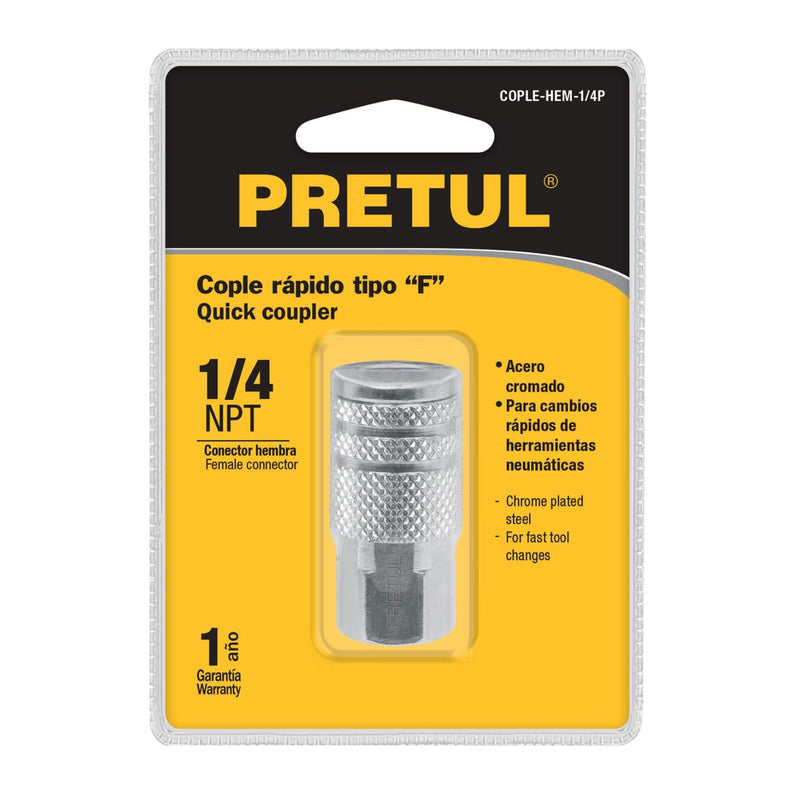 Cople acero, cuerda 1/4NPT, hembra, Pretul