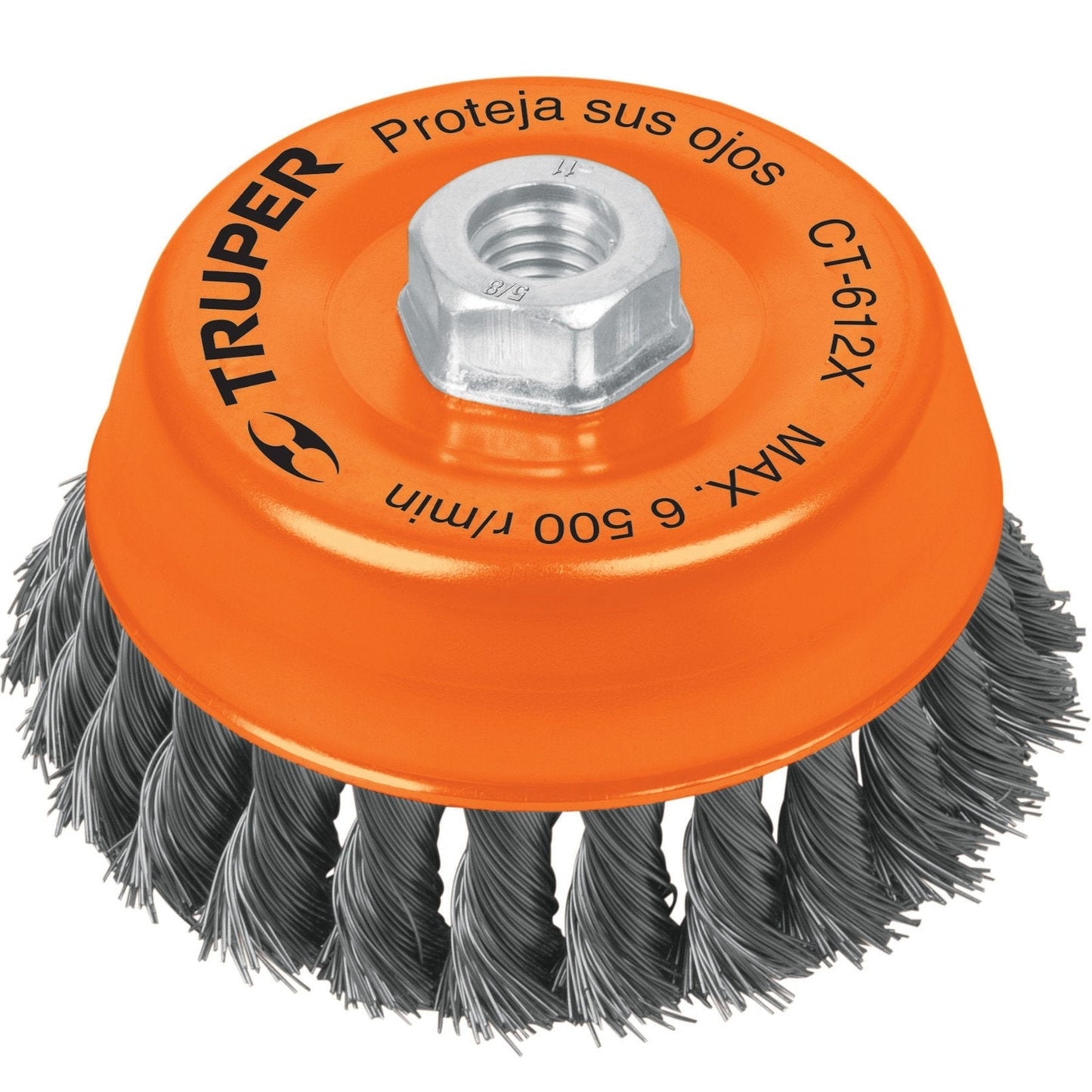 Carda copa,alambre trenzado grueso, 5",milimétrica p/esmeril