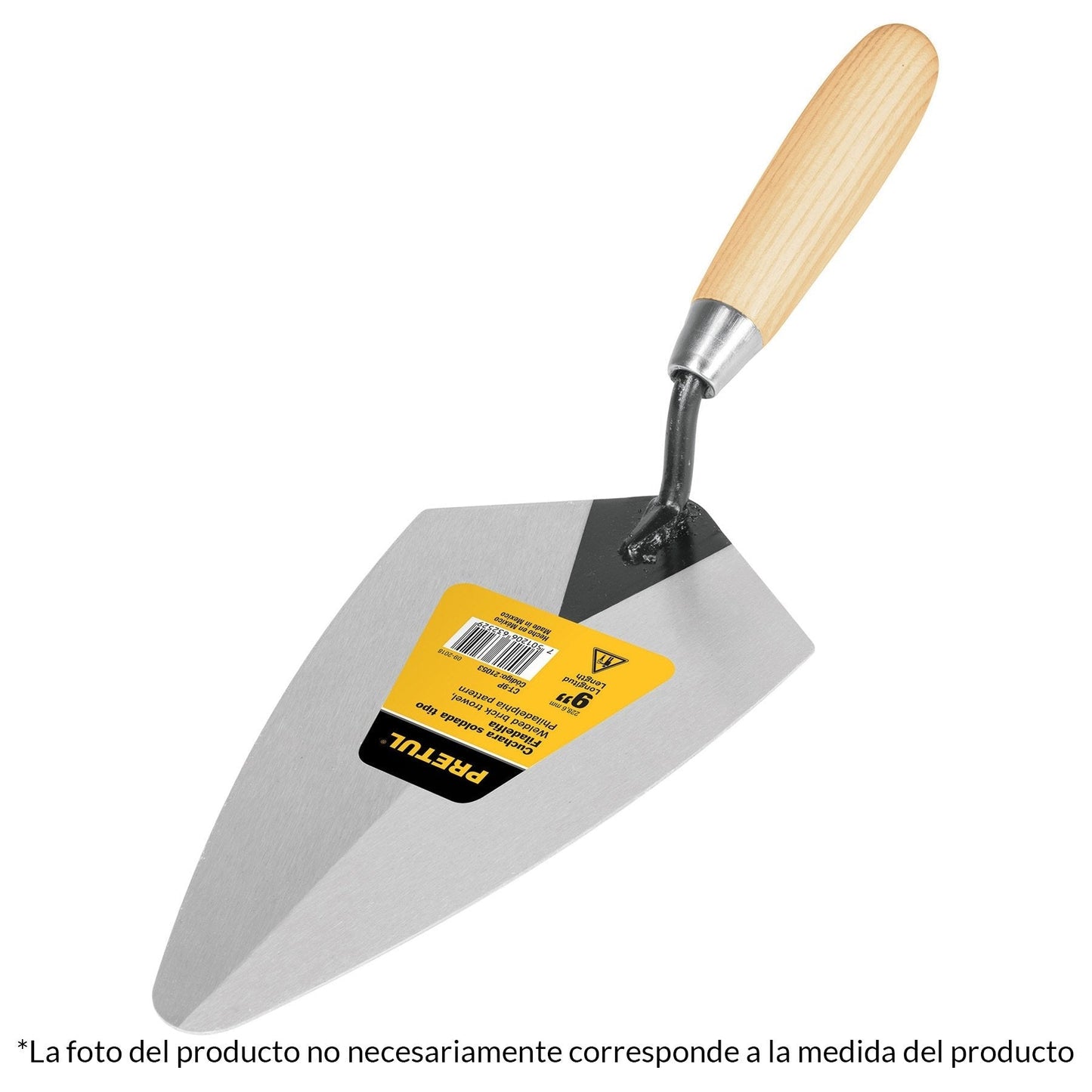 Cuchara para albañil, tipo filadelfia, 8" pretul