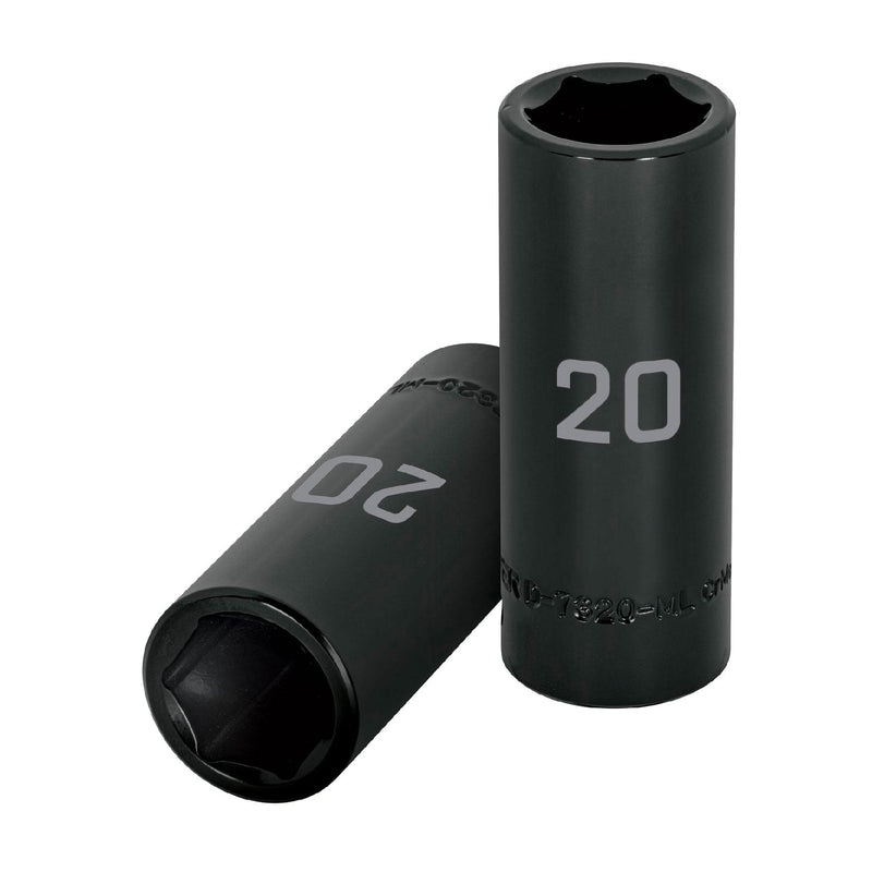 Dado de impacto, largo, 6 puntas, cuadro 1/2" de 20mm
