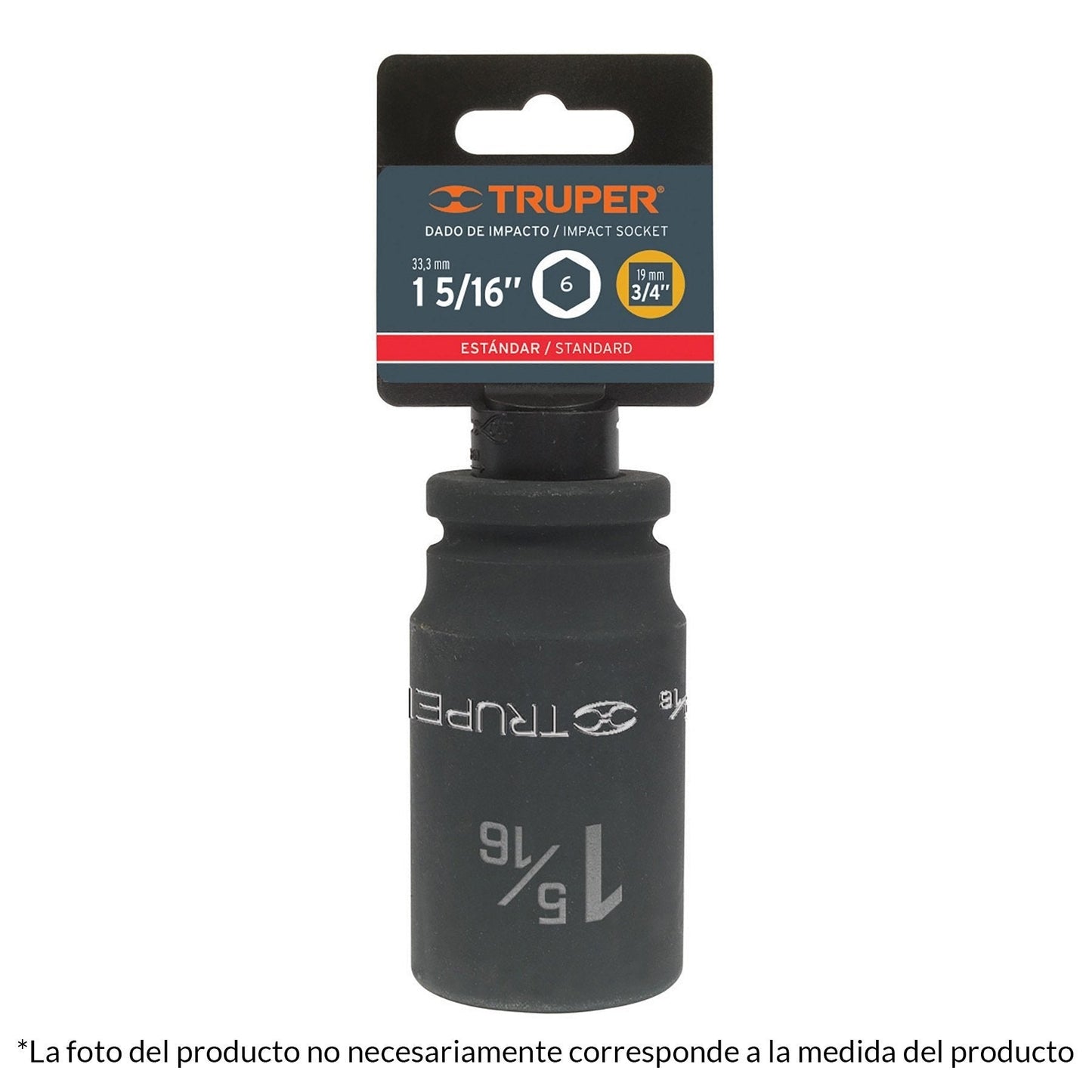 Dado impacto, largo, 6 puntas, cuadro 3/4" de 1-5/16"