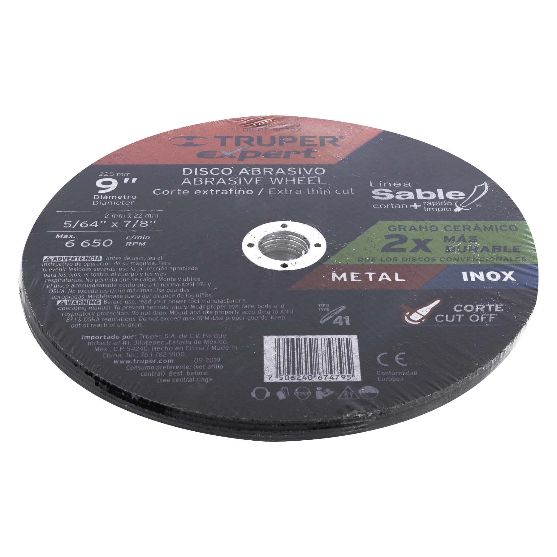 Disco tipo 41, corte fino metal, Línea Sable 9", Expert