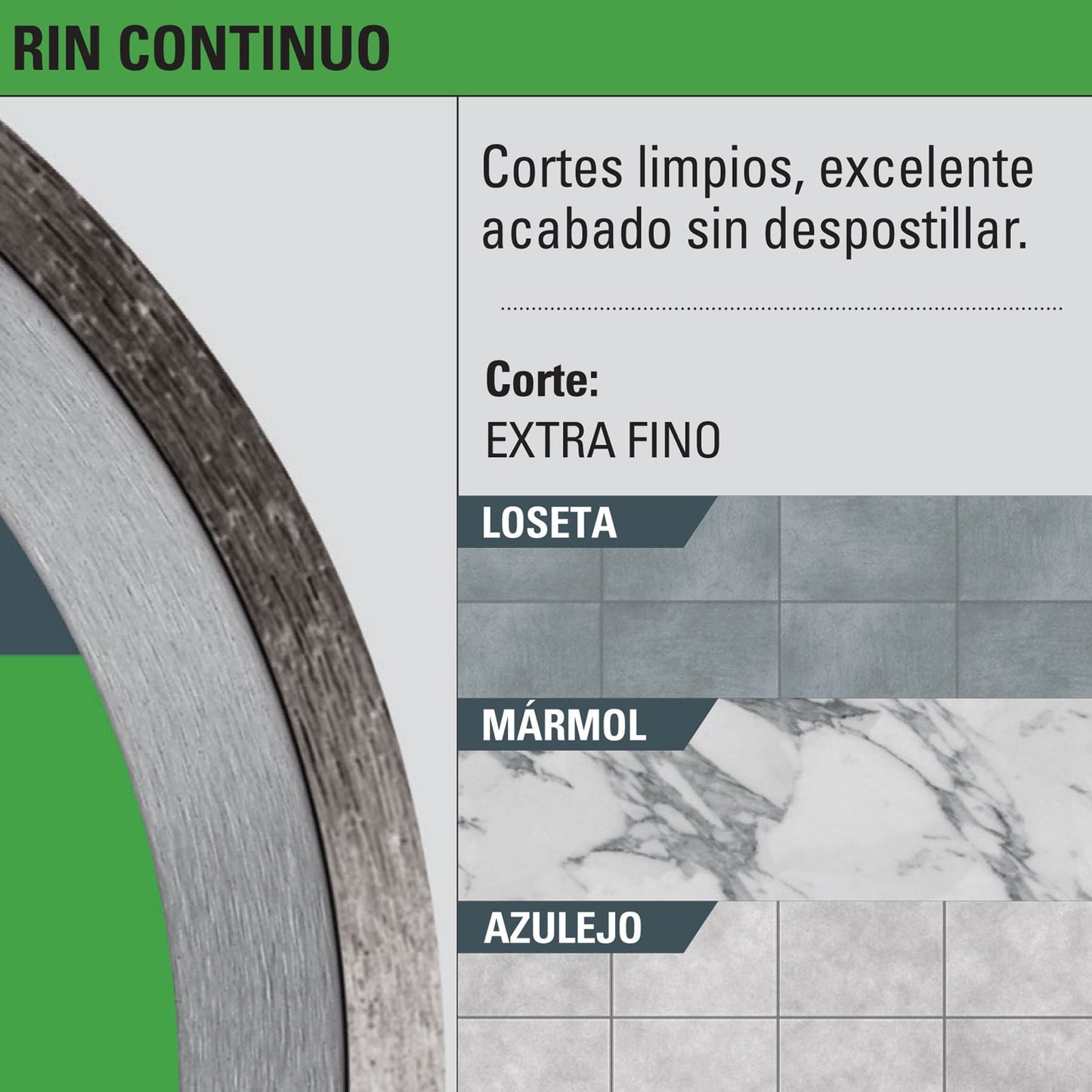 Disco de diamante, rin continuo, 7"