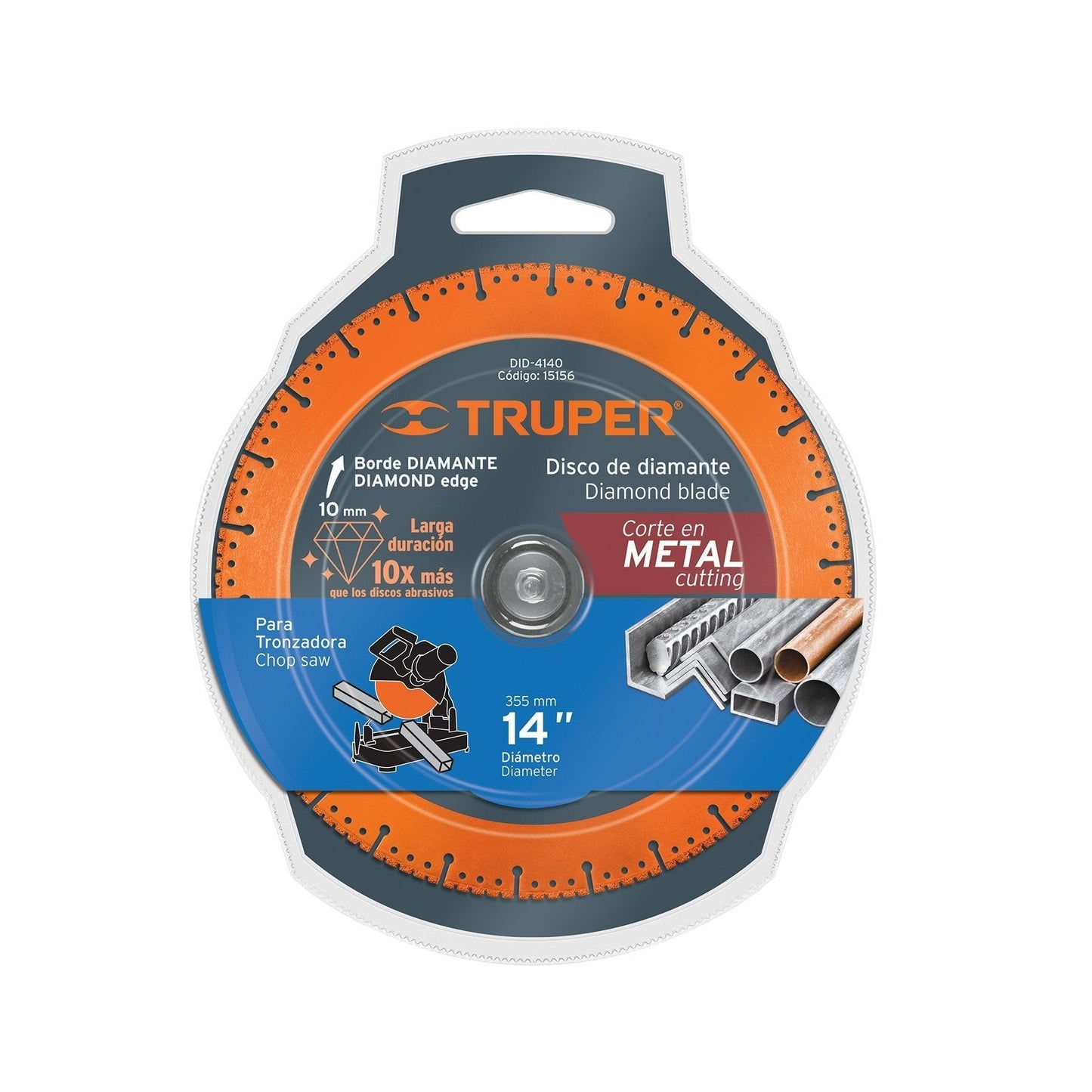 Disco de diamante, rin segmentado, 14" para corte metal