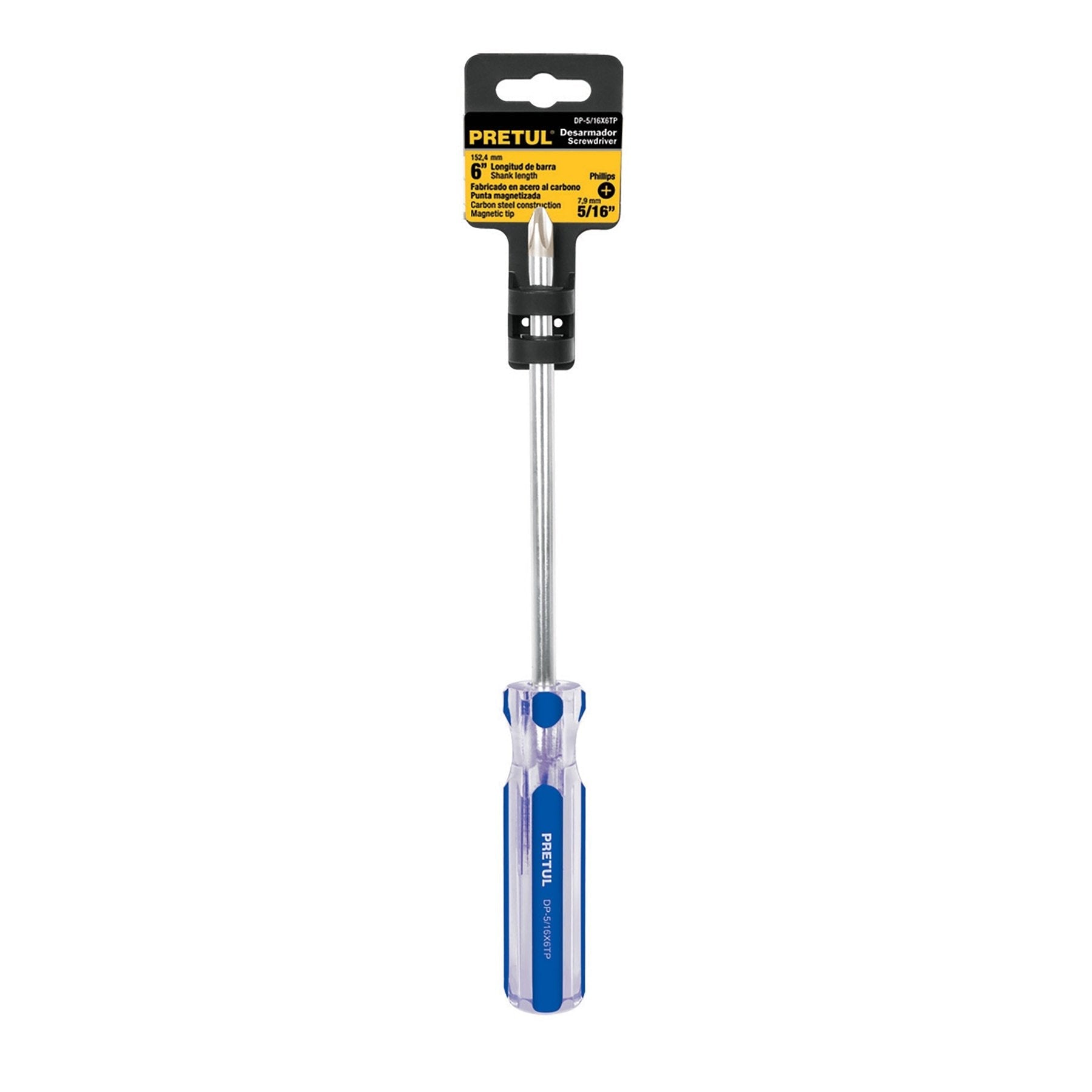 Desarmador punta phillips, 1/4 x 6", mango pvc, pretul