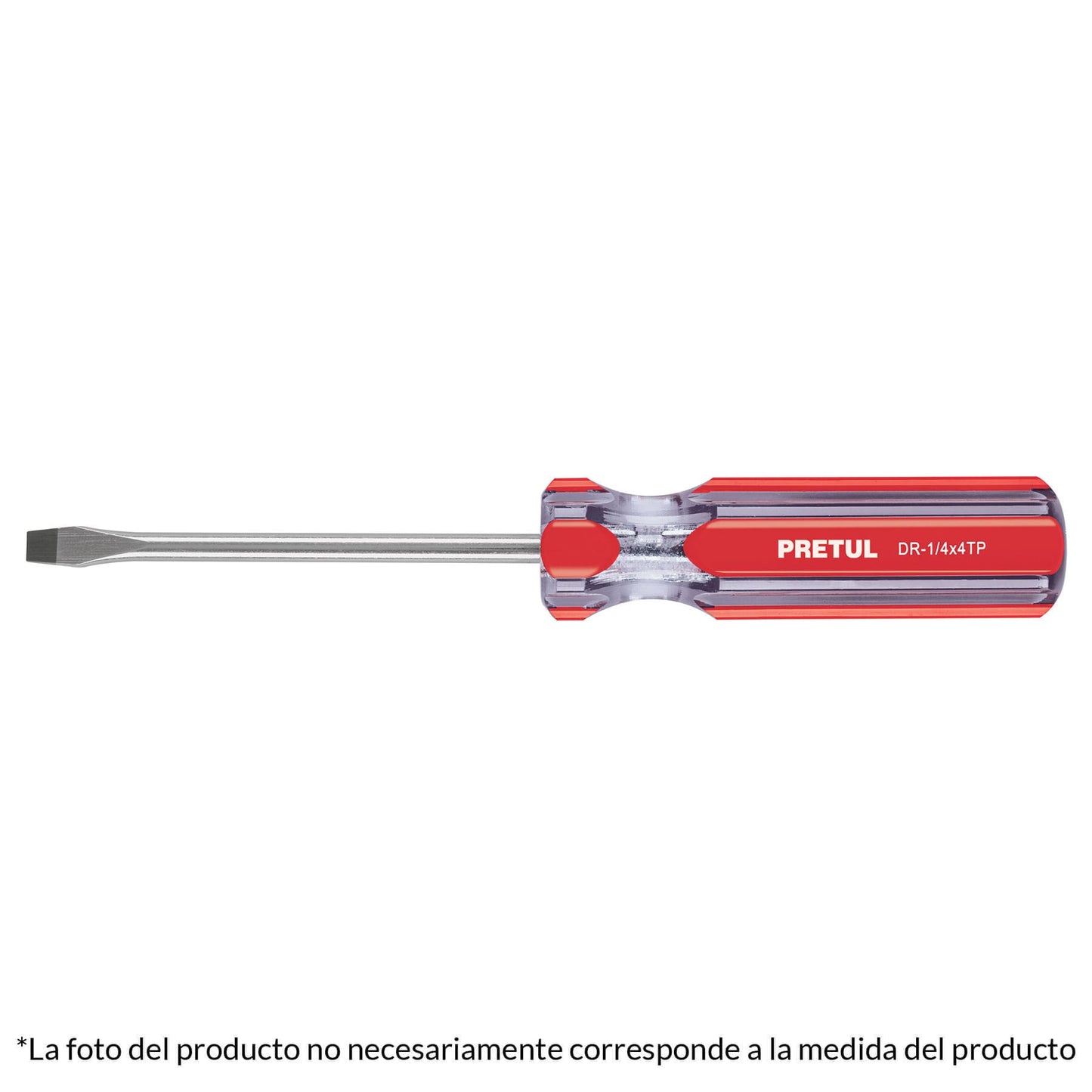 Desarmador plano, 1/4 x 8", mango pvc, pretul