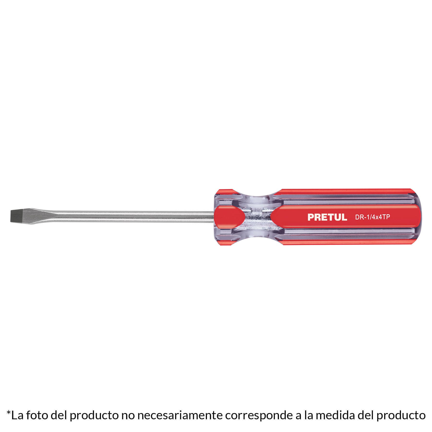 Desarmador plano, 1/4 x 8", mango pvc, pretul