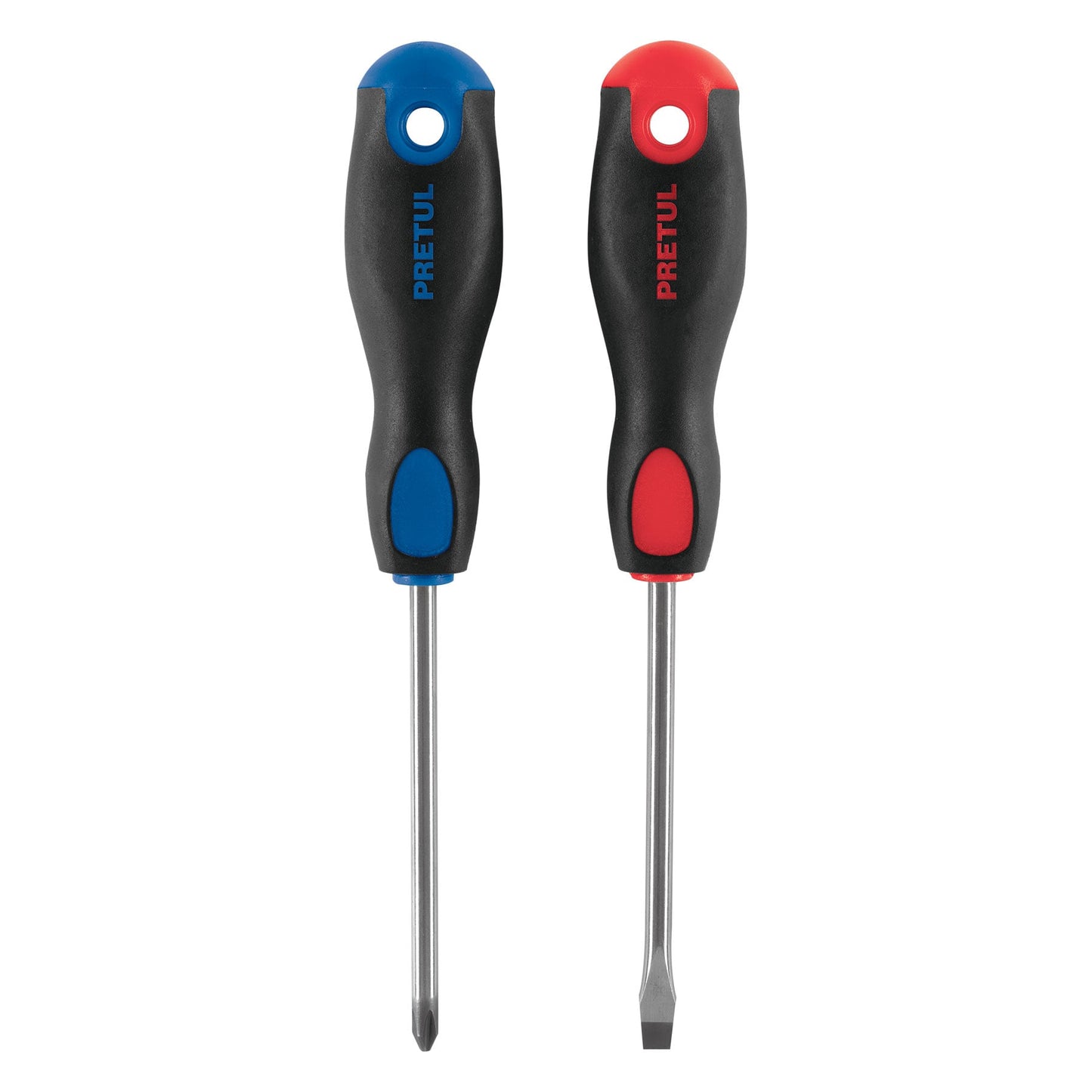 Duo de desarmadores, 1/4x4, mango comfort grip, pretul