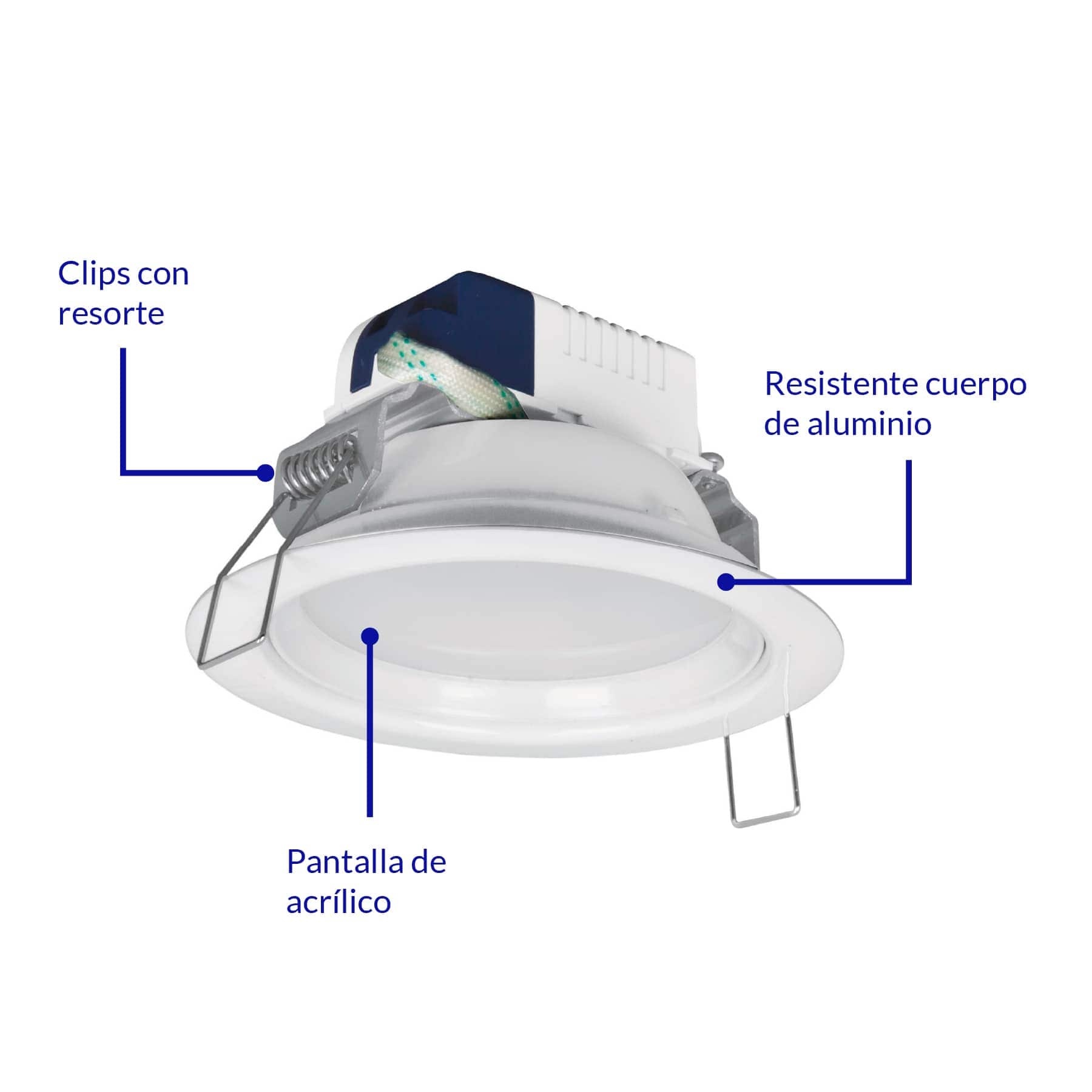 Empotrado, redondo, 5W, 6500K, LED