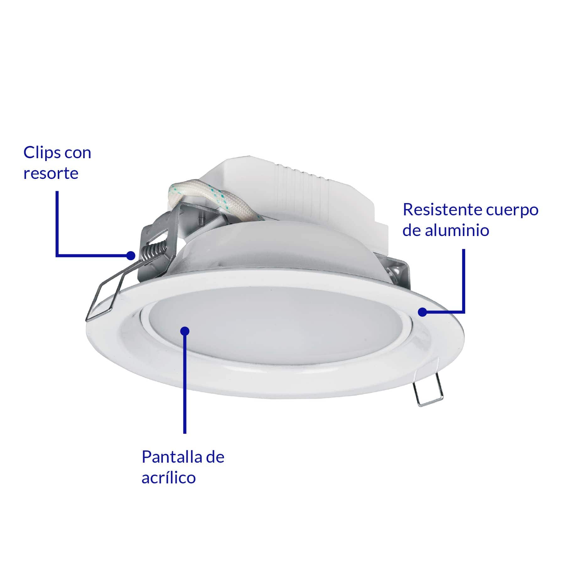Empotrado, redondo, 6W, 6500K, LED