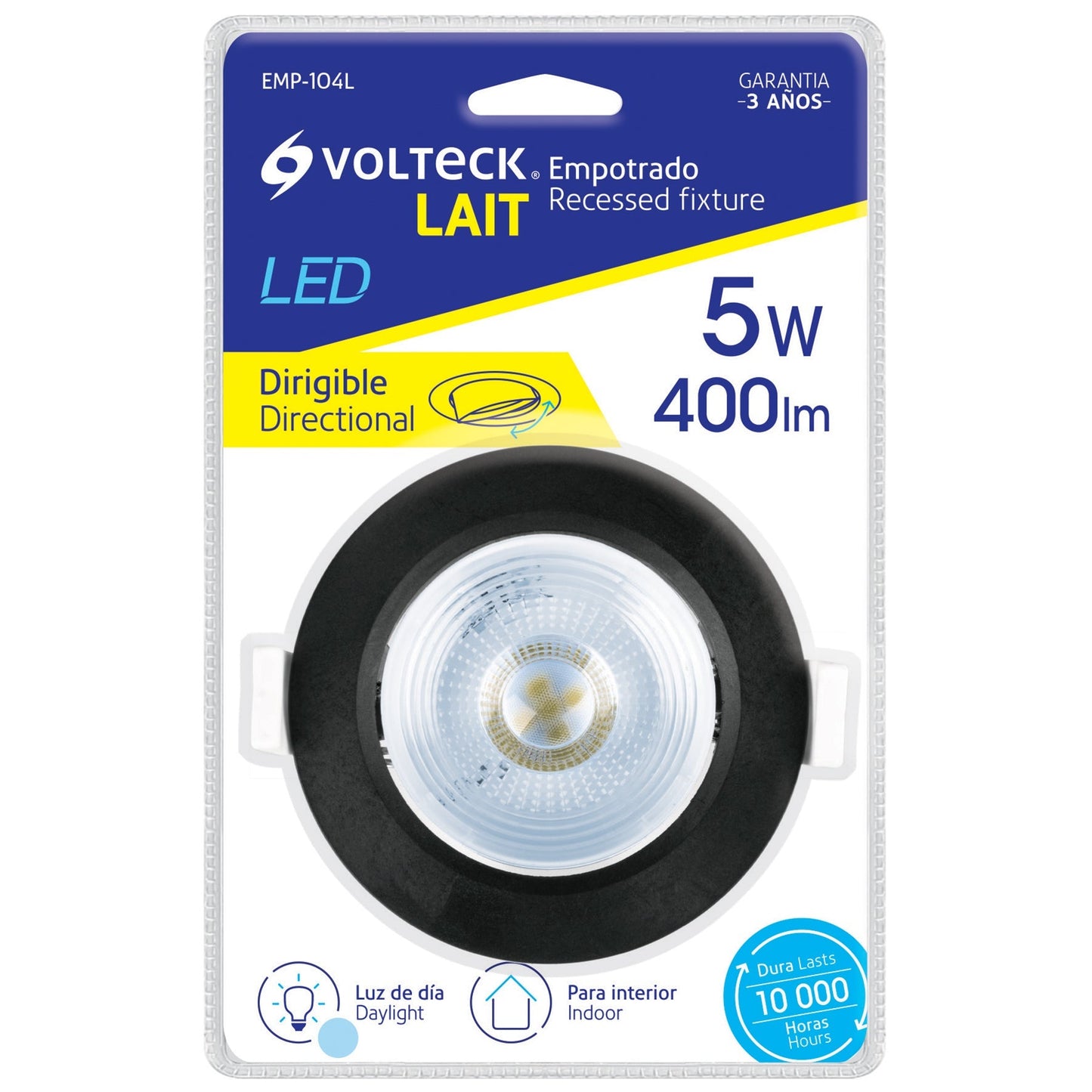 Empotrado, redondo, 5 W, 6500k, LED, negro
