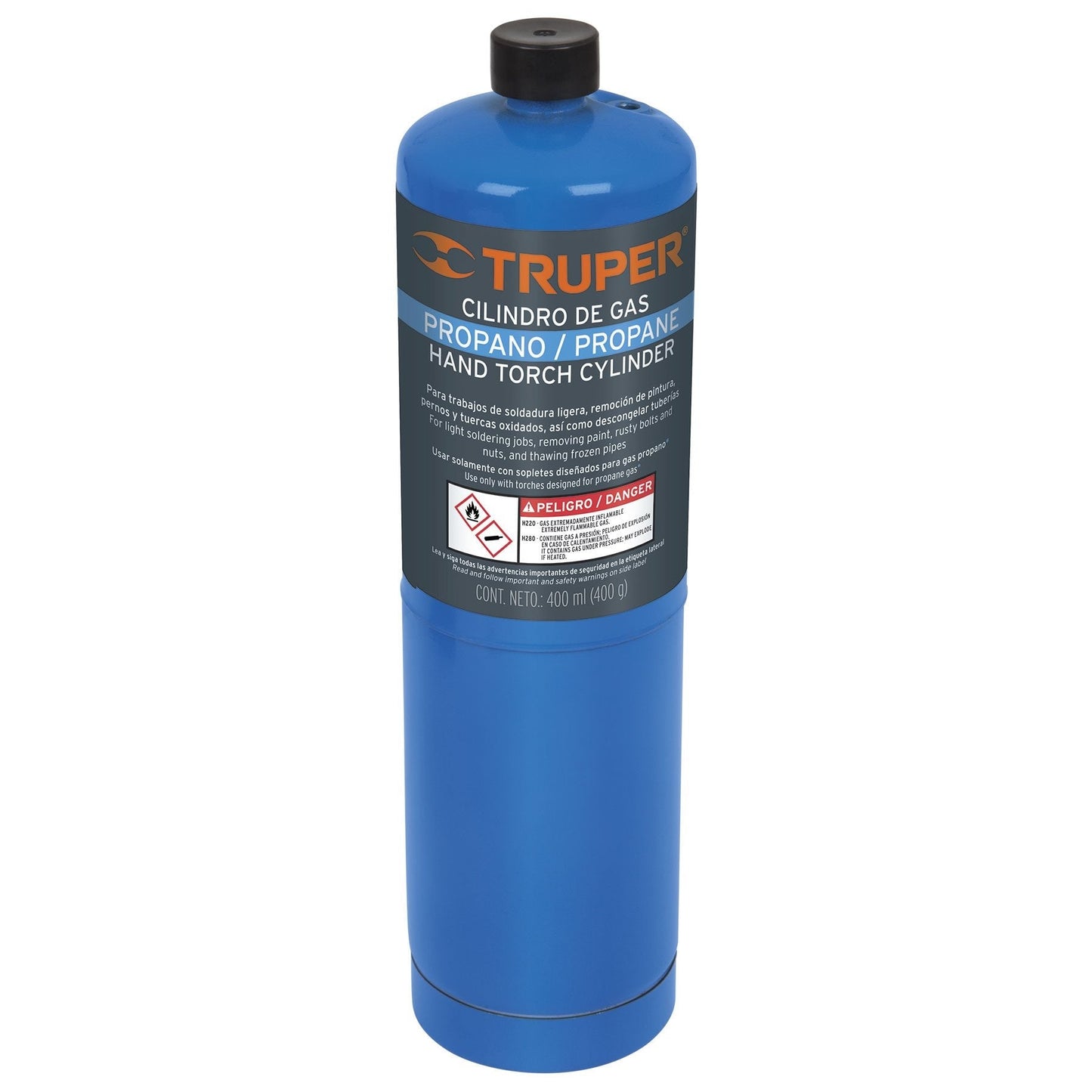 Cilindro de gas propano de 400 g, azul
