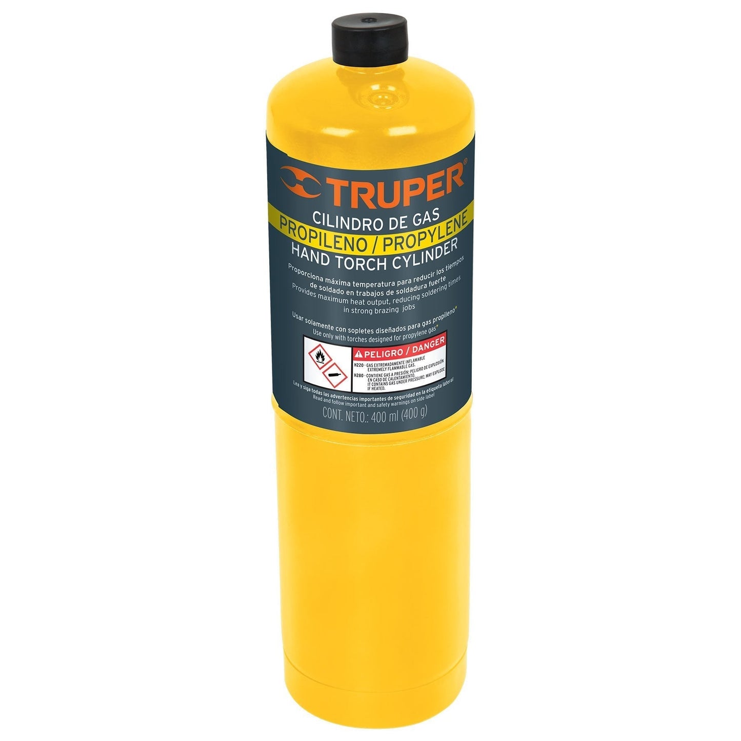 Cilindro de gas propileno de 400g, amarillo