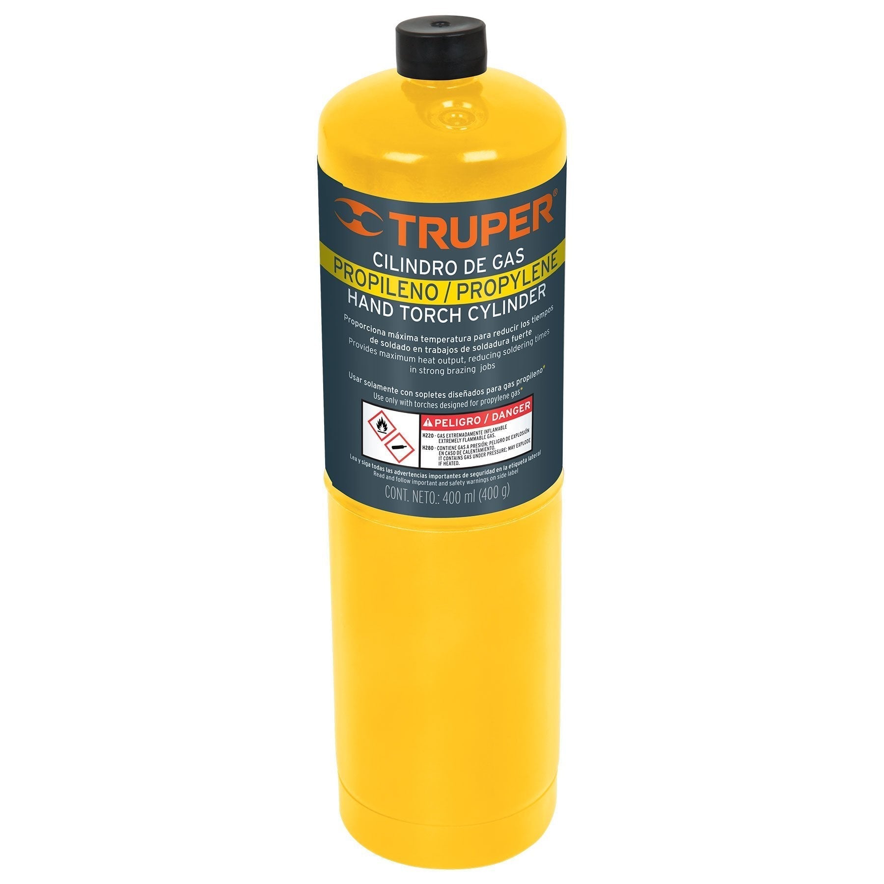 Cilindro de gas propileno de 400g, amarillo