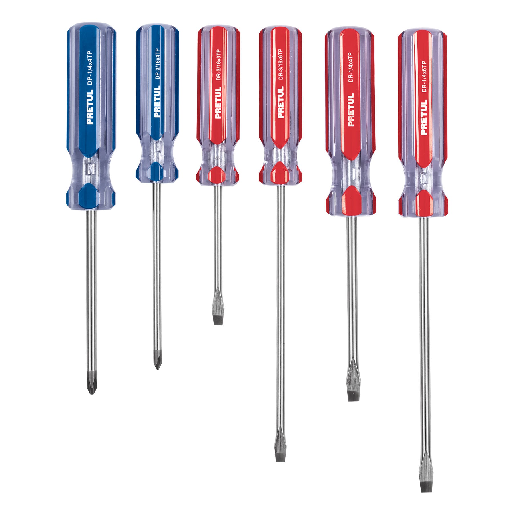 Juego de desarmadores, 6 piezas, mango pvc, pretul
