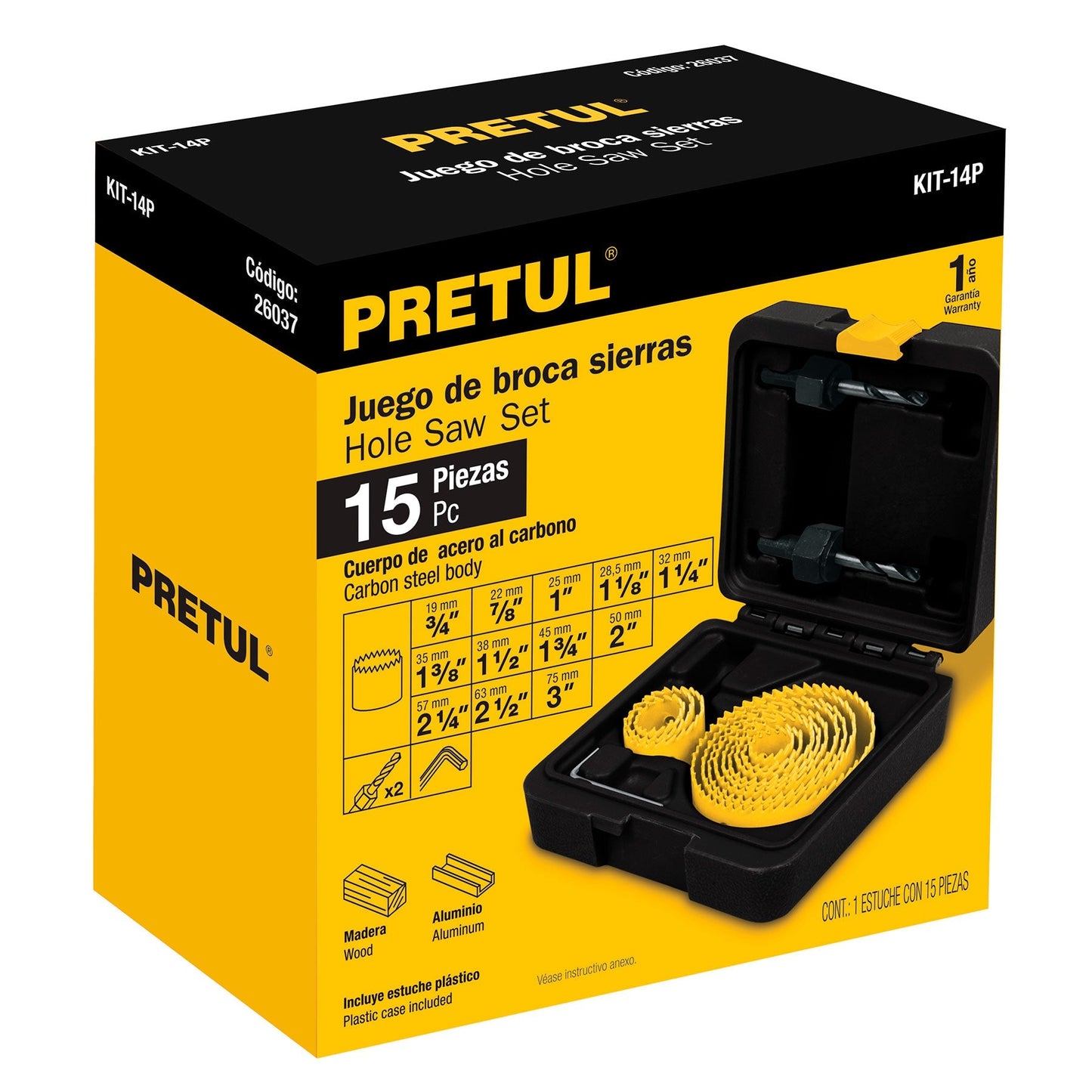 Juego de brocasierras, 15 pzas, Pretul