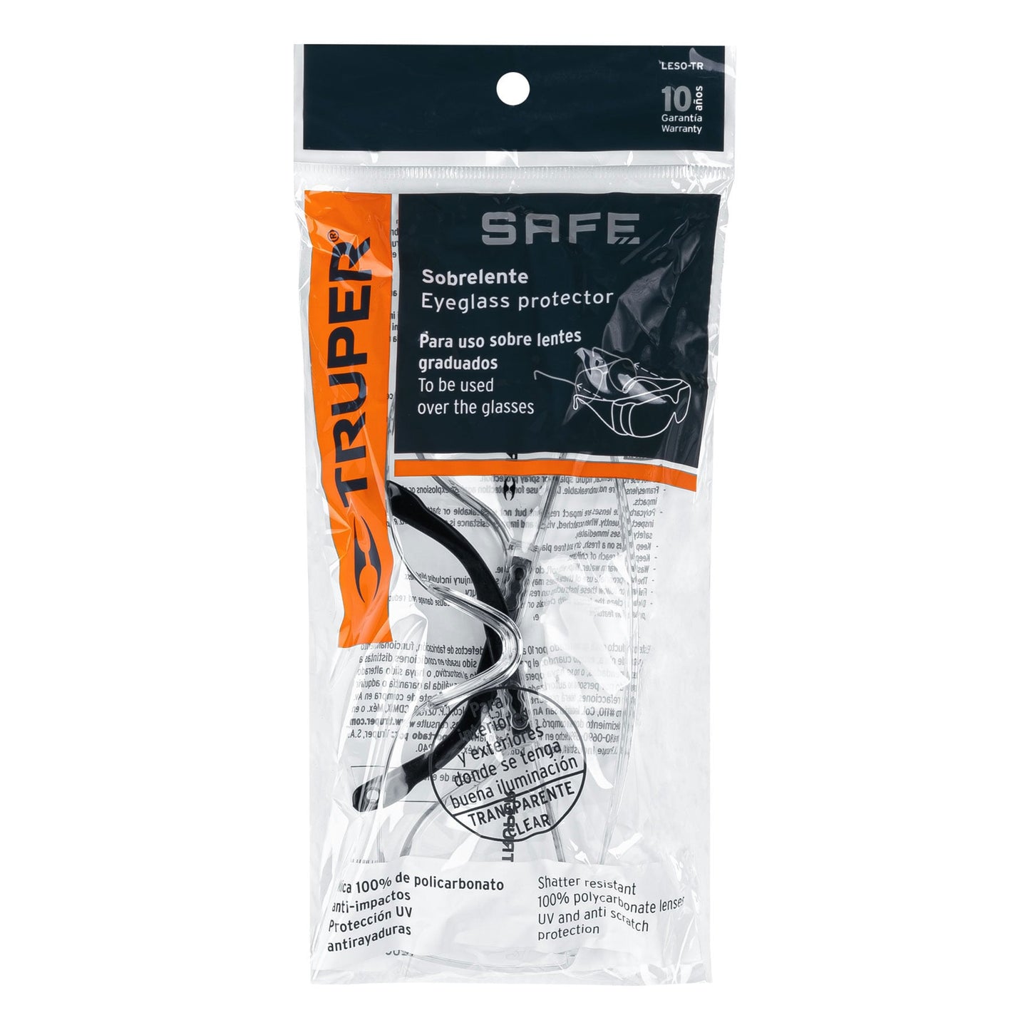 Lentes de sobreponer, mica transparente, Safe