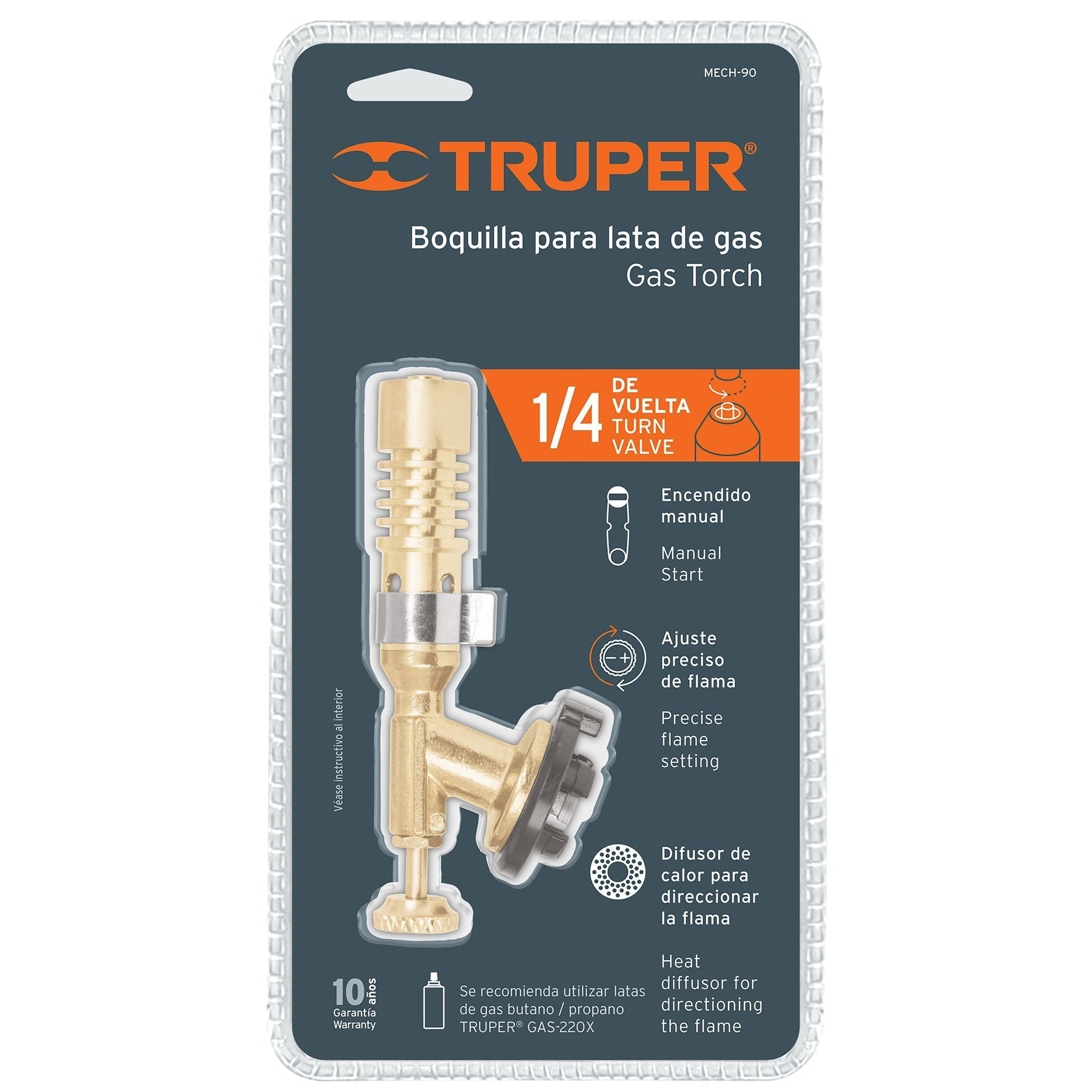 Mechero para lata de gas, 1/4 de vuelta