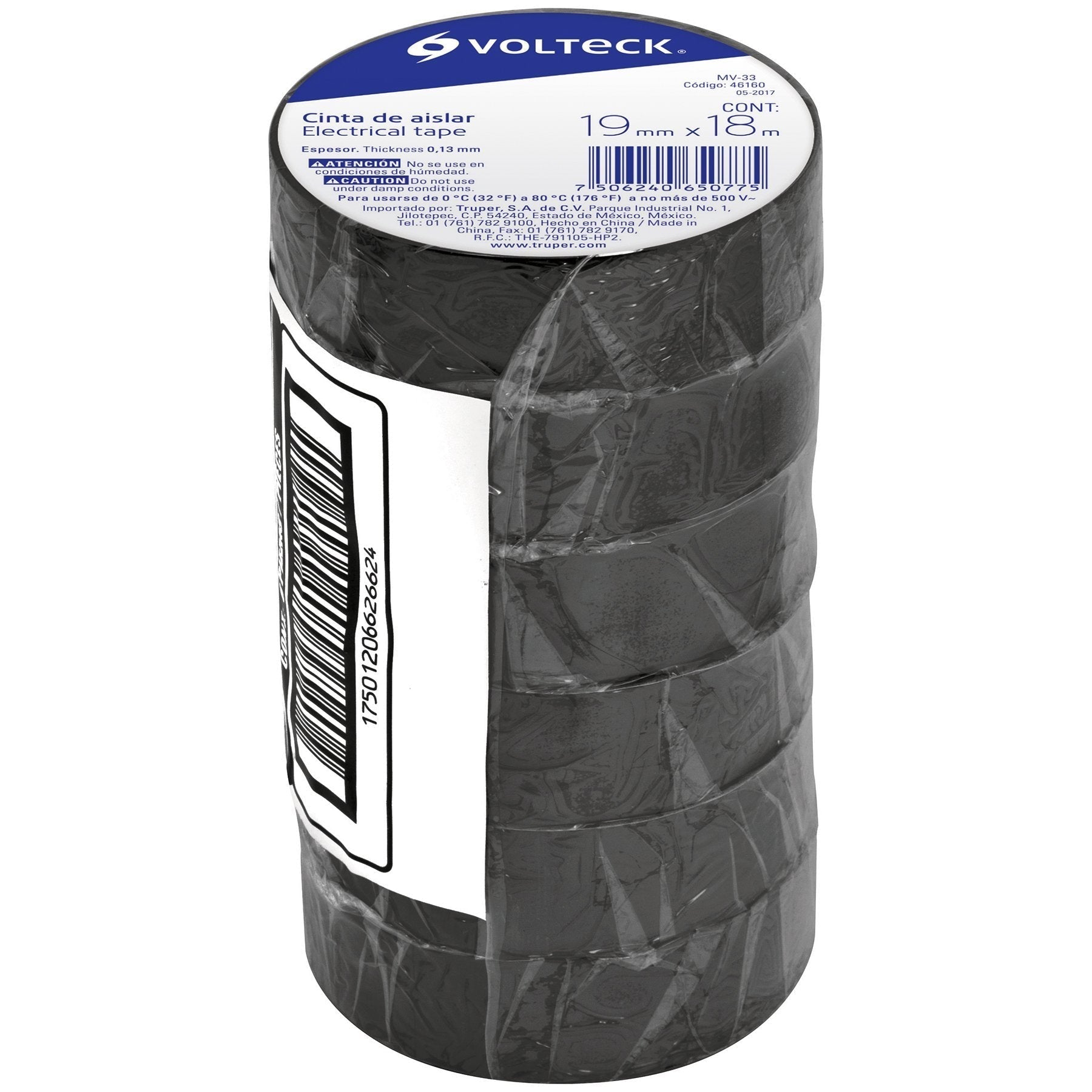 Cinta de aislar, # 33, 18 m, negra, Volteck