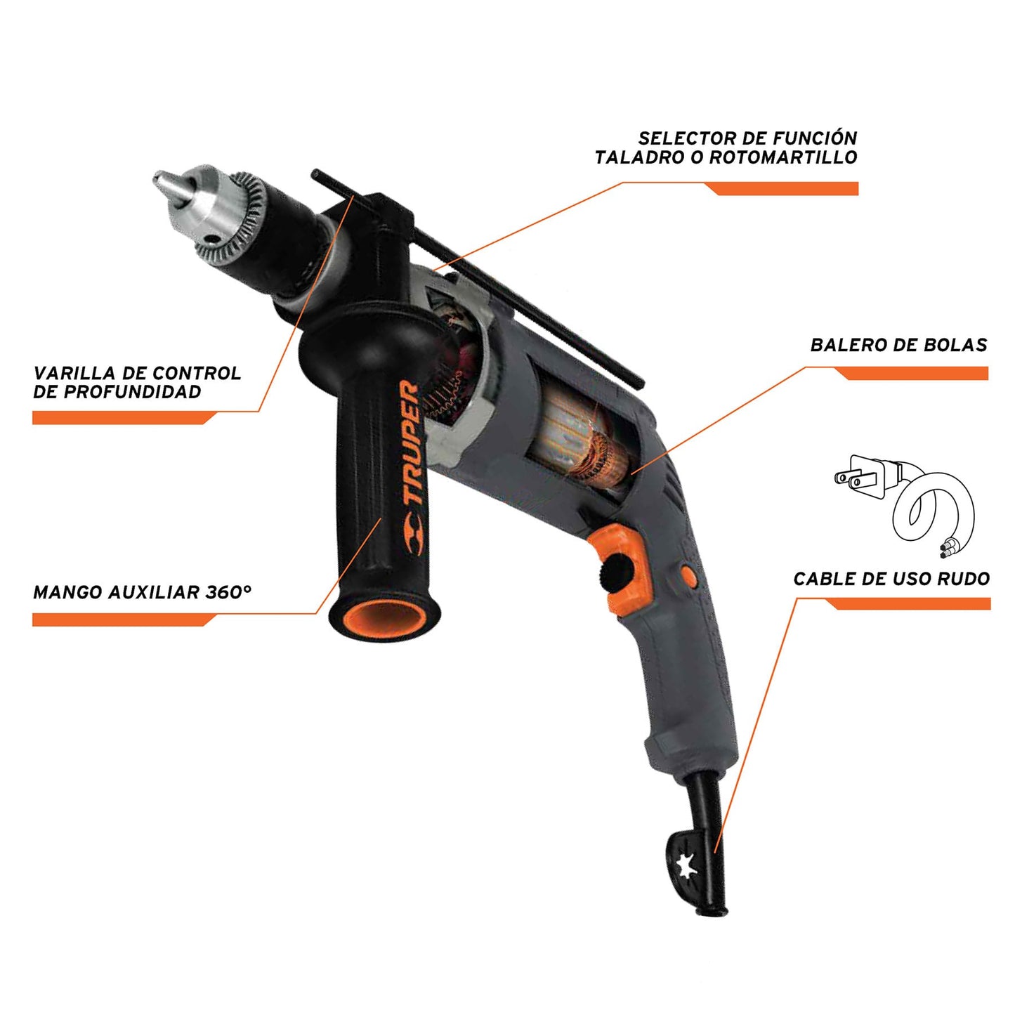 Rotomartillo 1/2", industrial, 650 W
