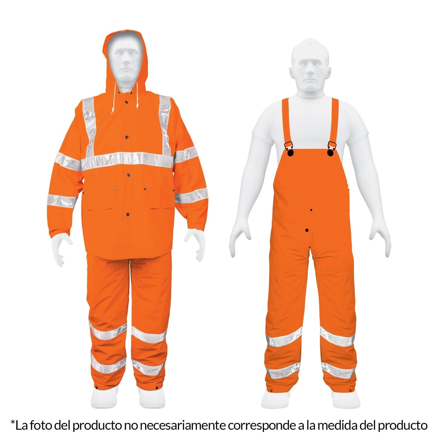 Conjunto impermeable c/reflejante, naranja, talla chica, PVC