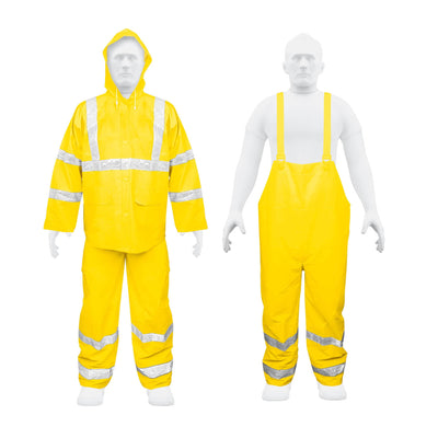 Conjunto impermeable c/reflejante, amarillo, talla chica,PVC