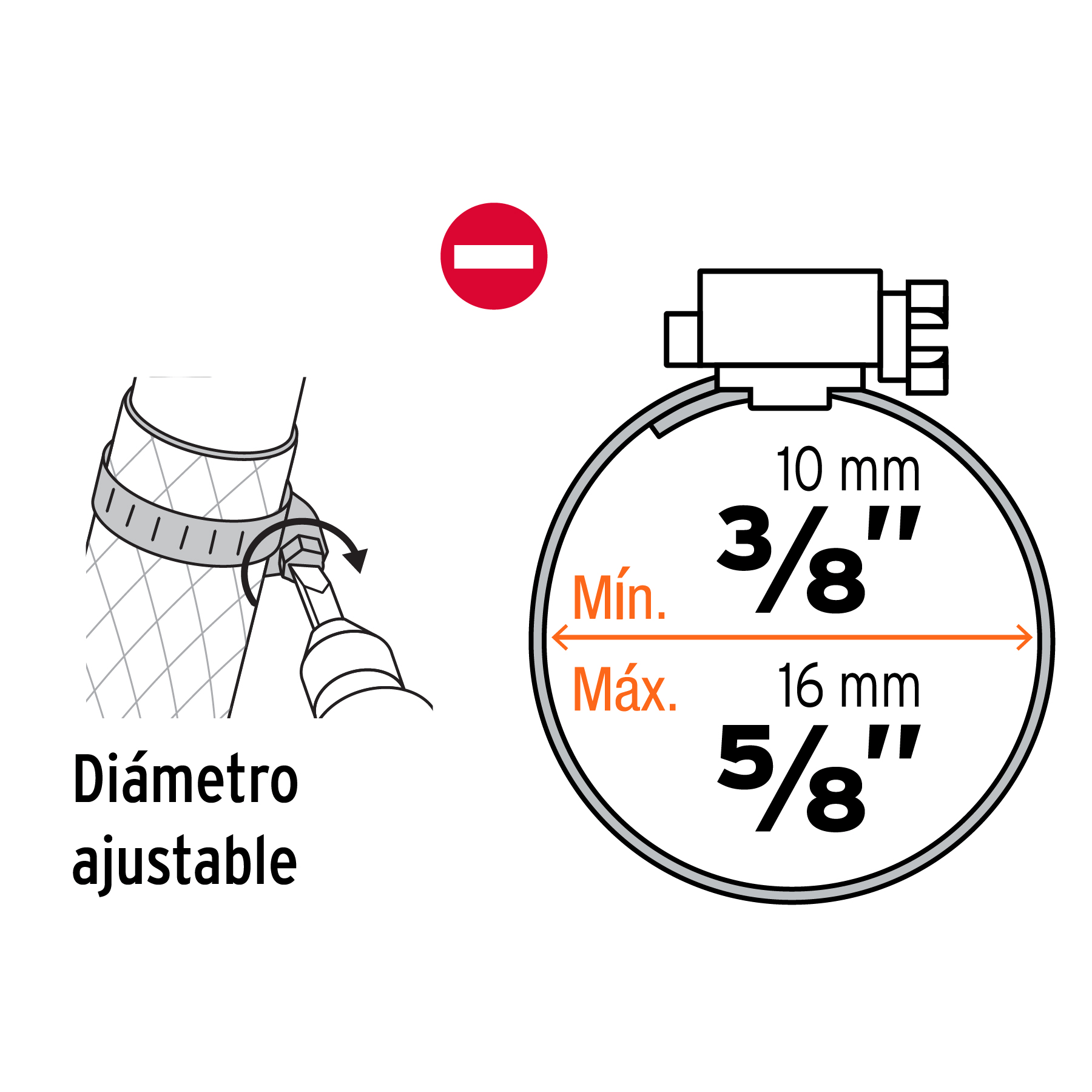 Abrazadera 4 de acero inoxidable, bolsa con 4 pzas
