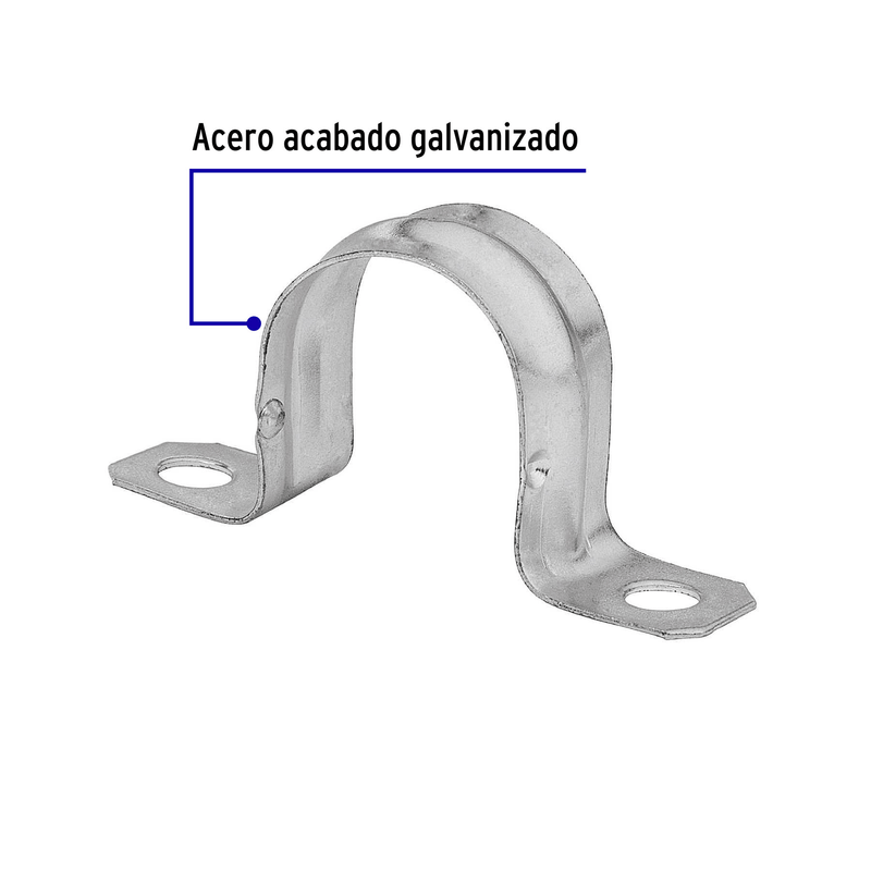 Abrazadera de tubo tipo omega 1", bolsa con 10 pzas, Volteck