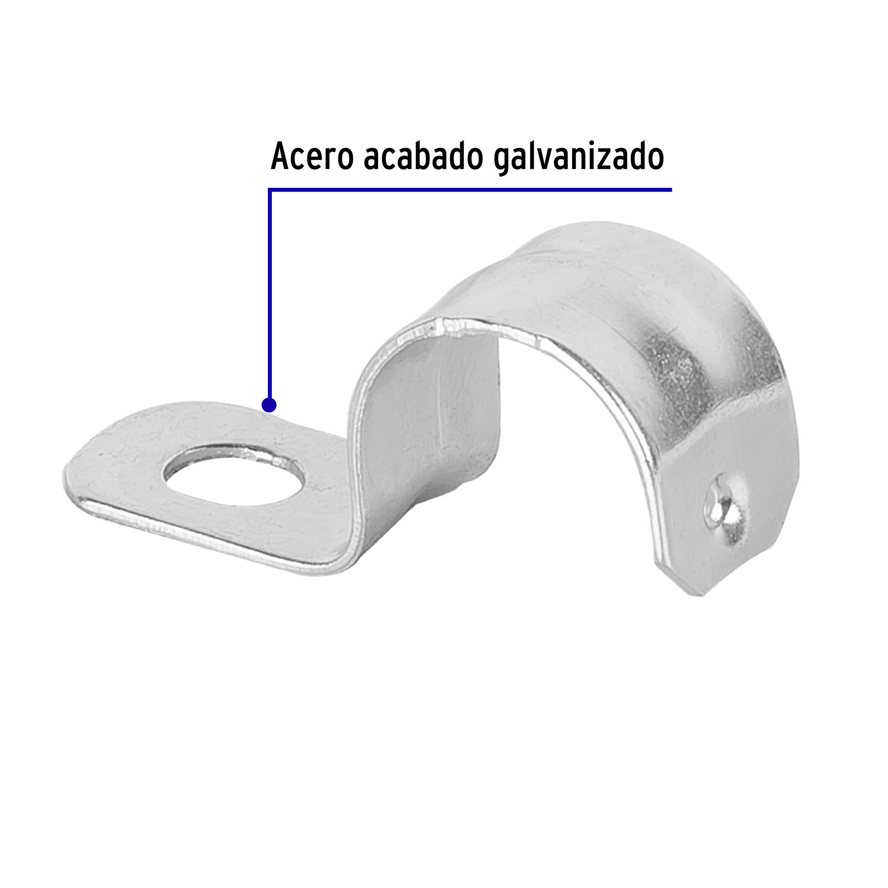 Abrazadera de tubo tipo uña 1/2", bolsa con 10 pzas, Volteck