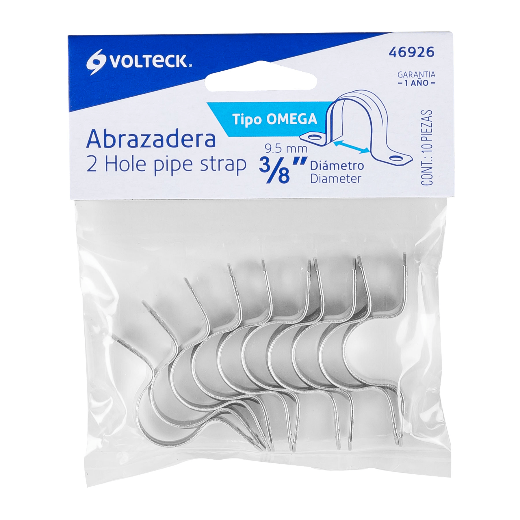 Abrazadera para tubo, tipo omega 3/8", bolsa 10 pzas - Ferretería Feresmar