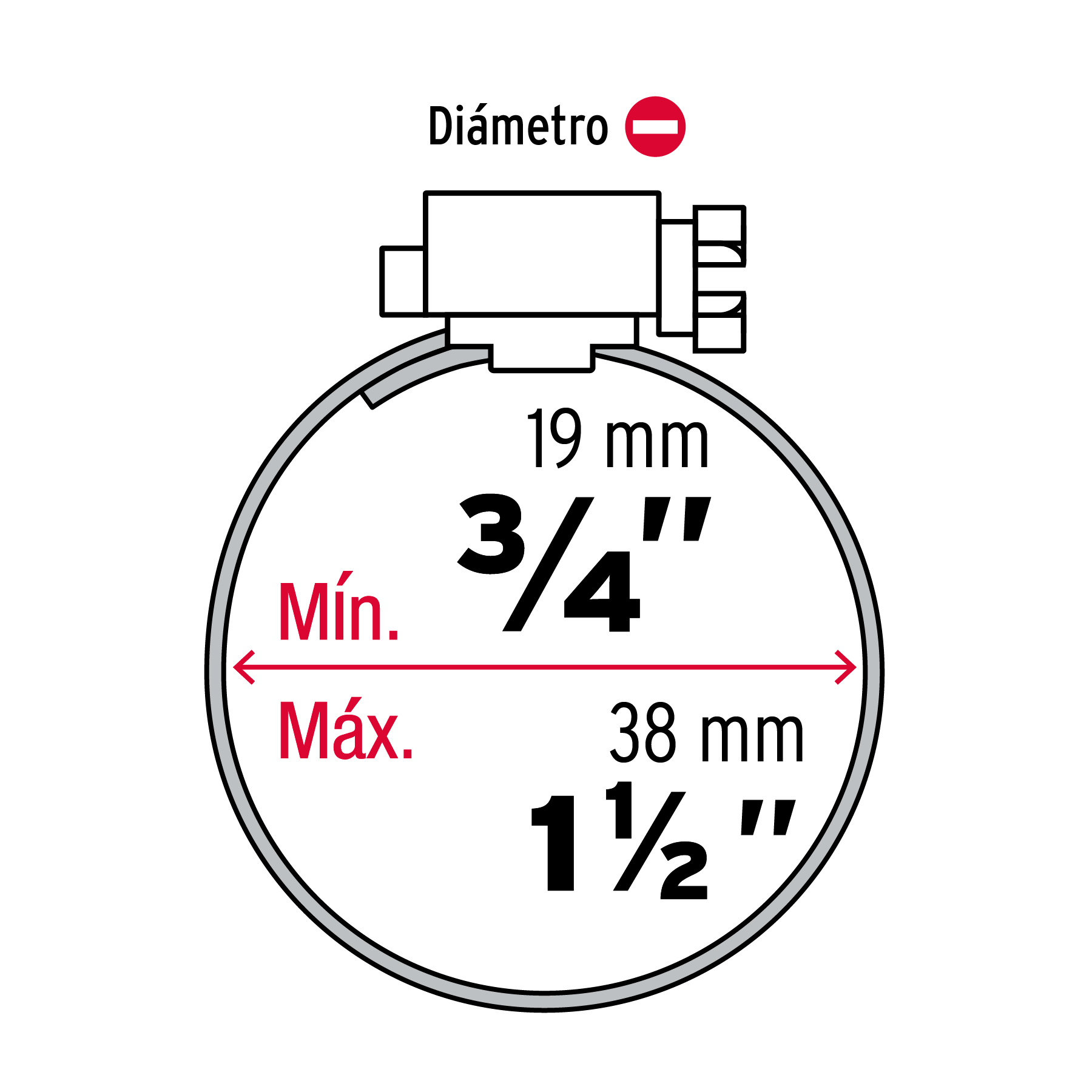 Abrazadera reforzada, # 16, 3/4 - 1-1/2", bolsa 10 pzas