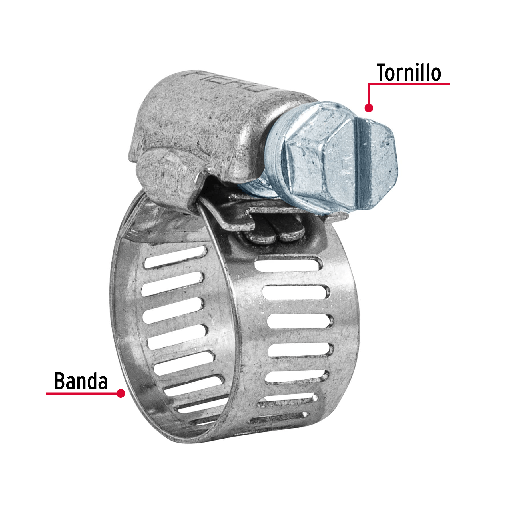 Abrazadera reforzada, # 6, 1/2 - 3/4", bolsa 10 pzas