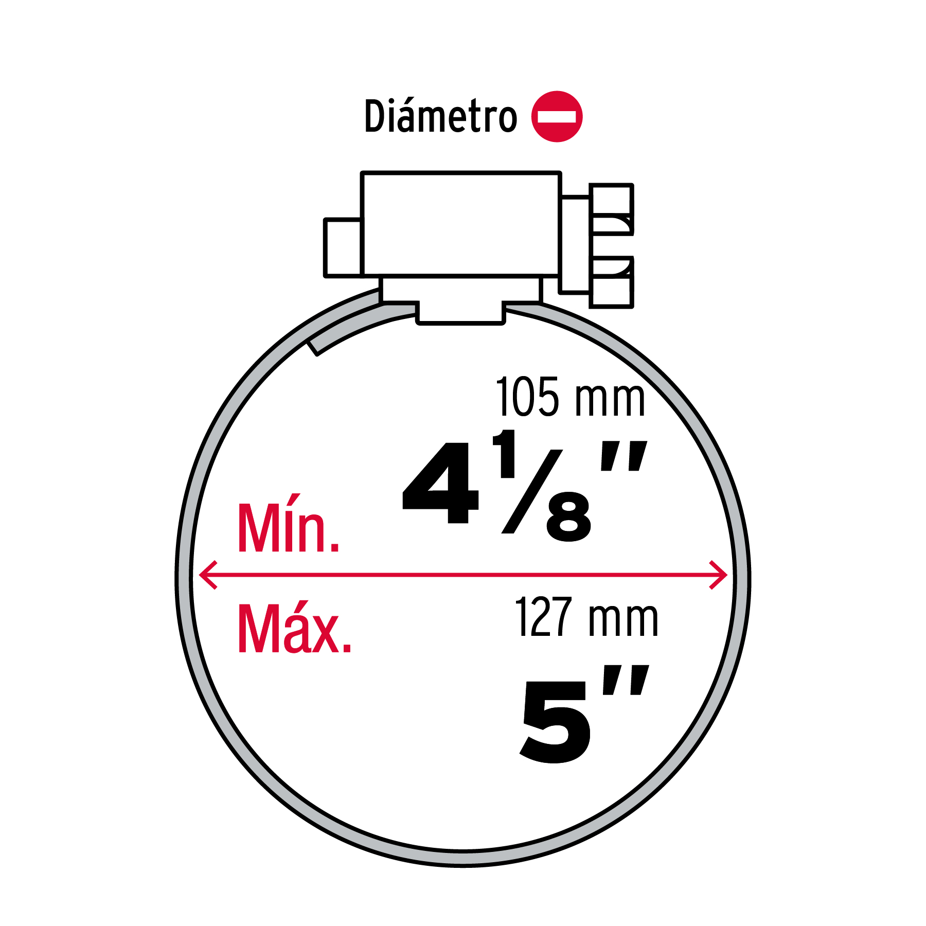 Abrazadera reforzada, # 72, 4-1/8 - 5", bolsa 5 piezas