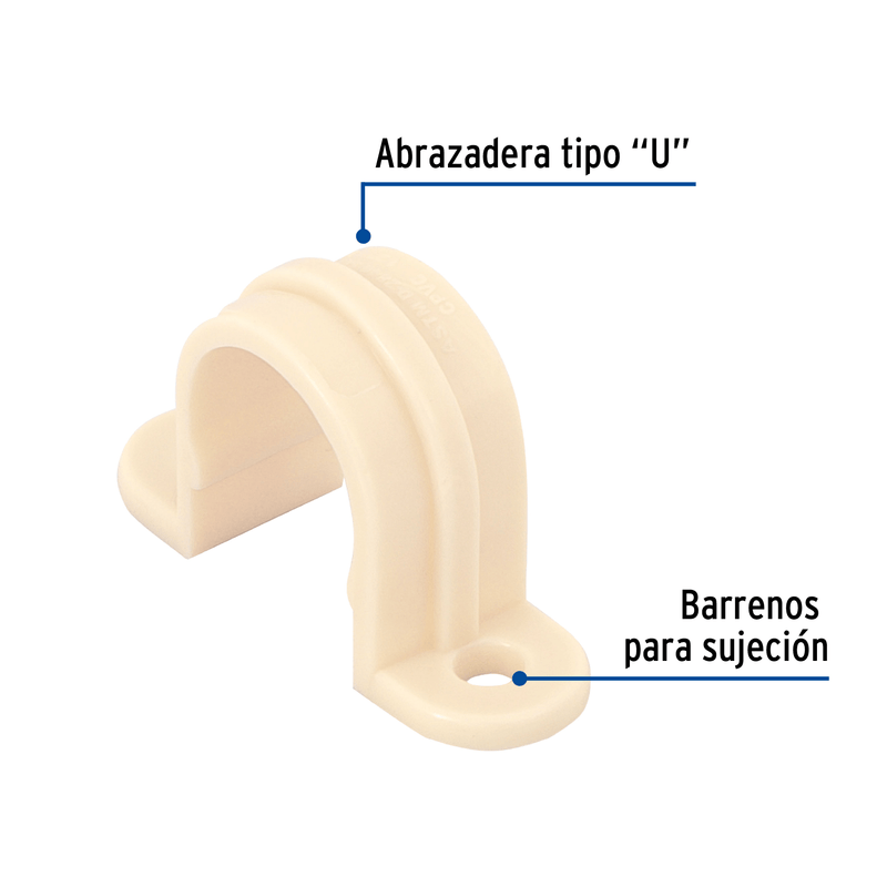 Abrazadera tipo "U" de CPVC de 1/2", FOSET