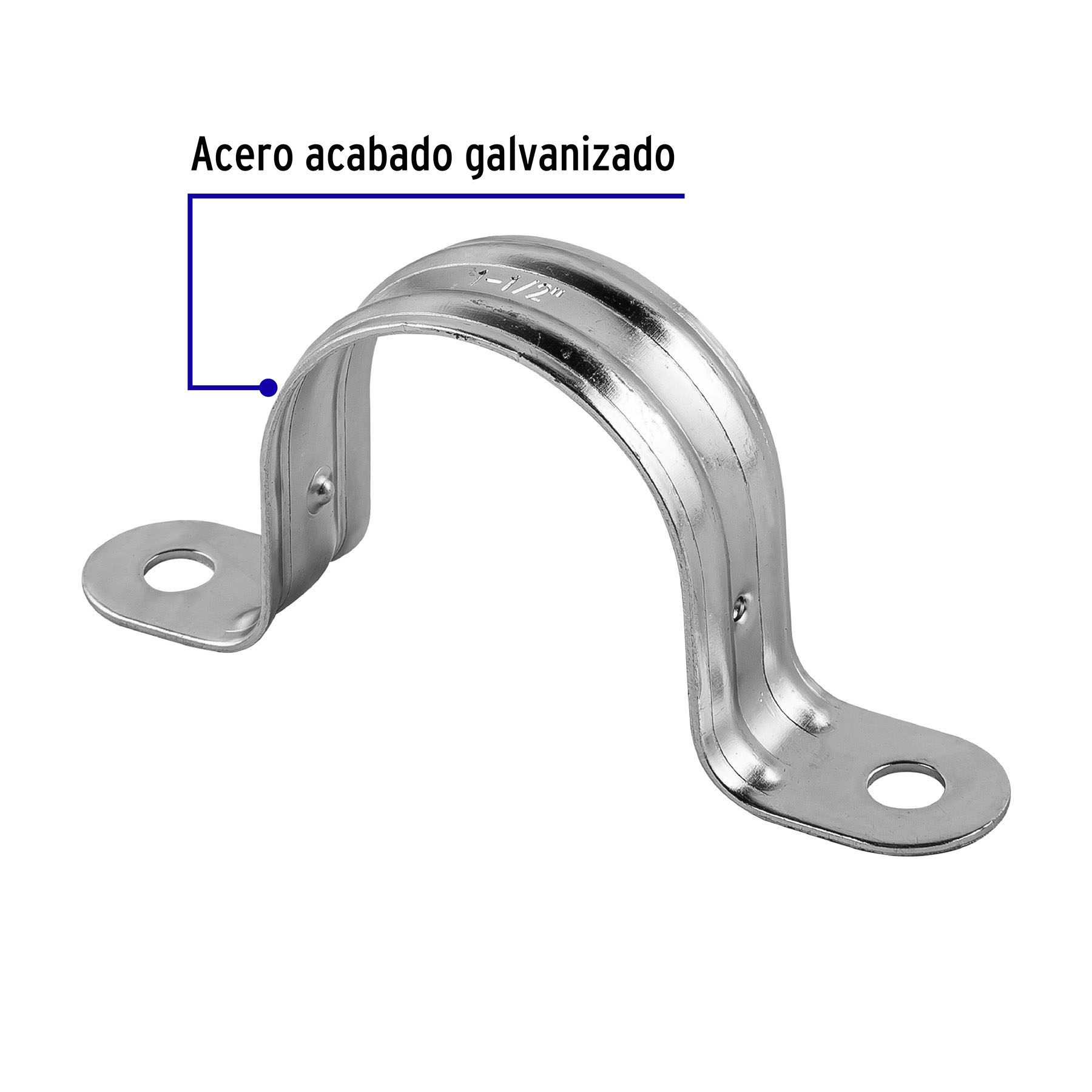 Abrazadera tubo tipo omega 1-1/2", bolsa con 5 pzas, Volteck