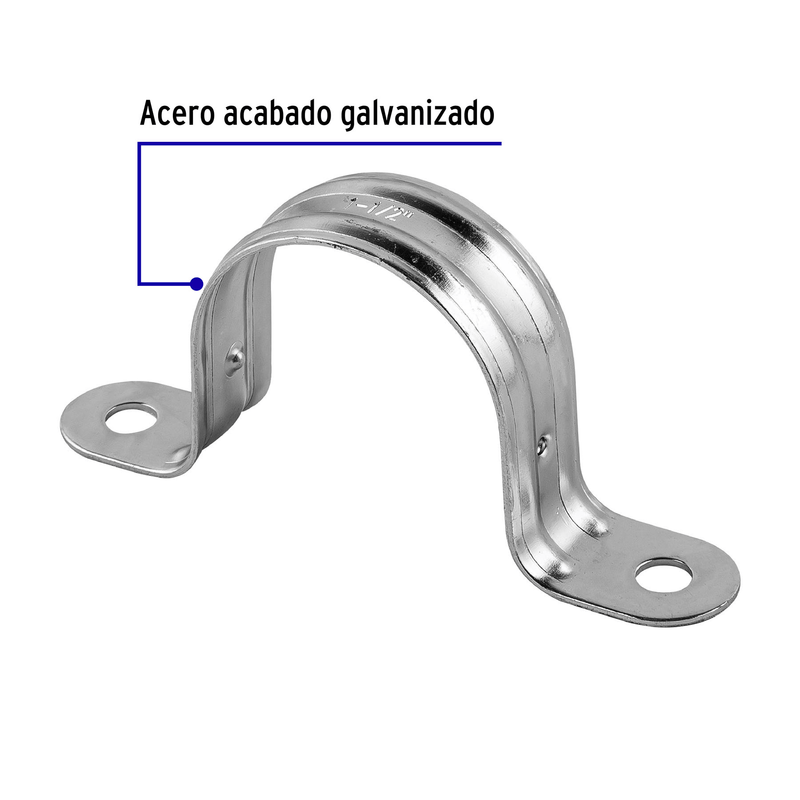 Abrazadera tubo tipo omega 1-1/2", bolsa con 5 pzas, Volteck